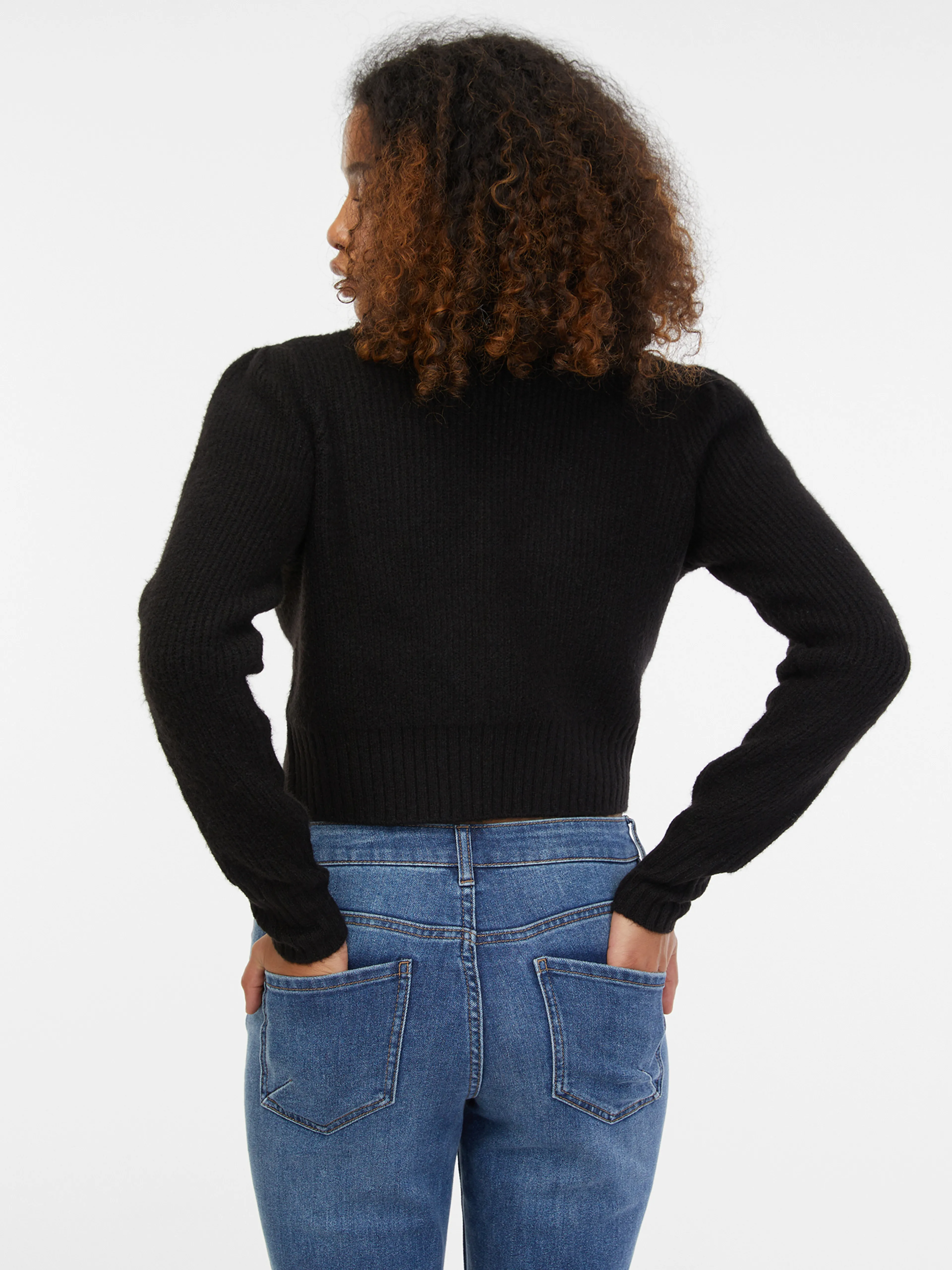 Schwarze Damen-Strickjacke mit Wollmischung ORSAY