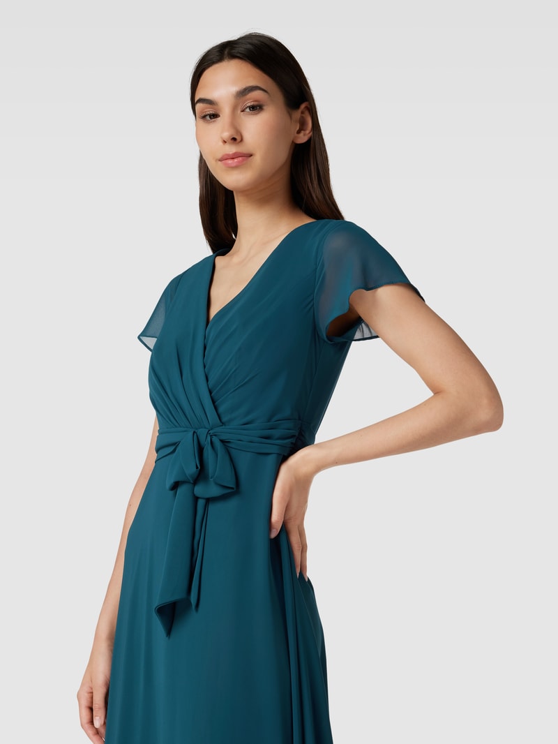 Abendkleid in Wickel-Optik in bottle meliert
