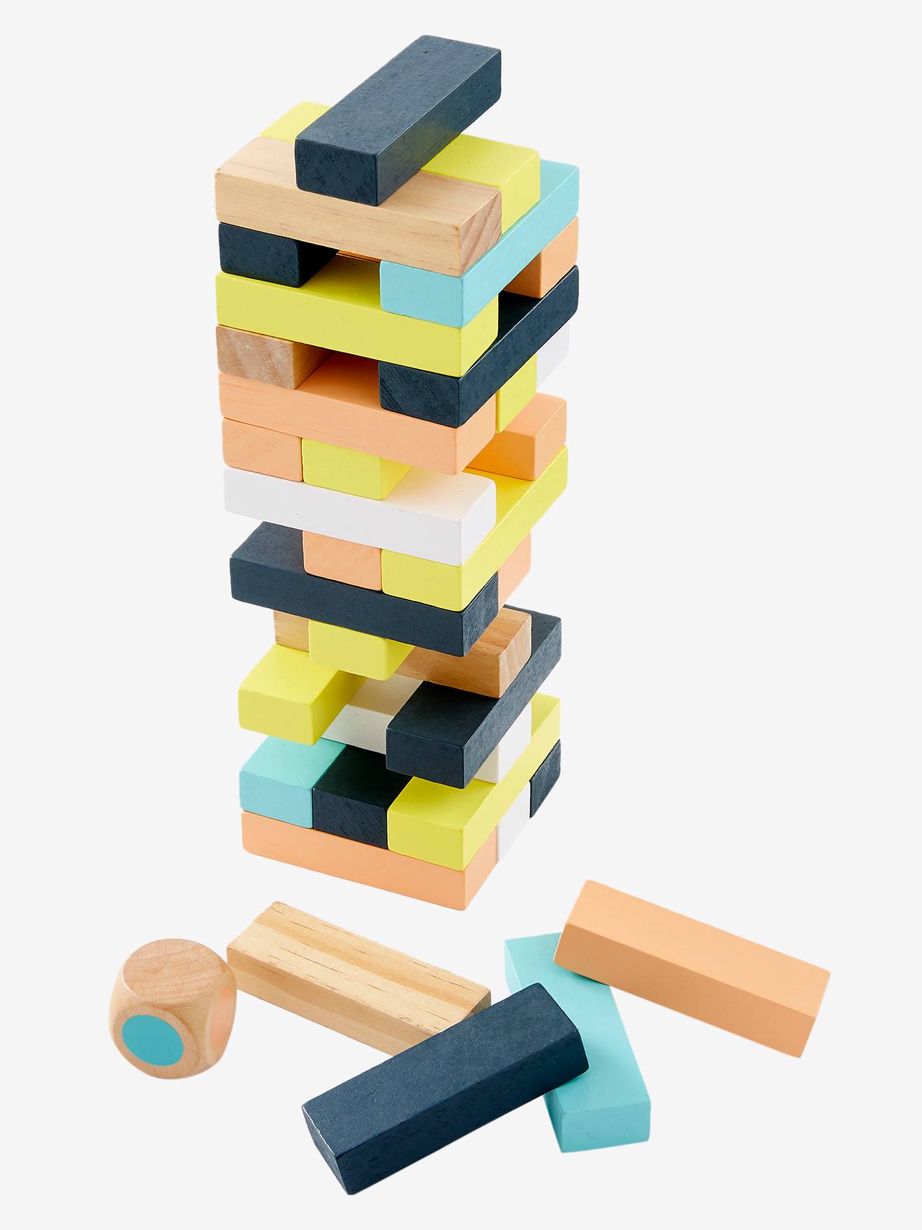 Vertbaudet Kinder Geschicklichkeitsspiel, Turmspiel aus Holz FSC - mehrfarbig