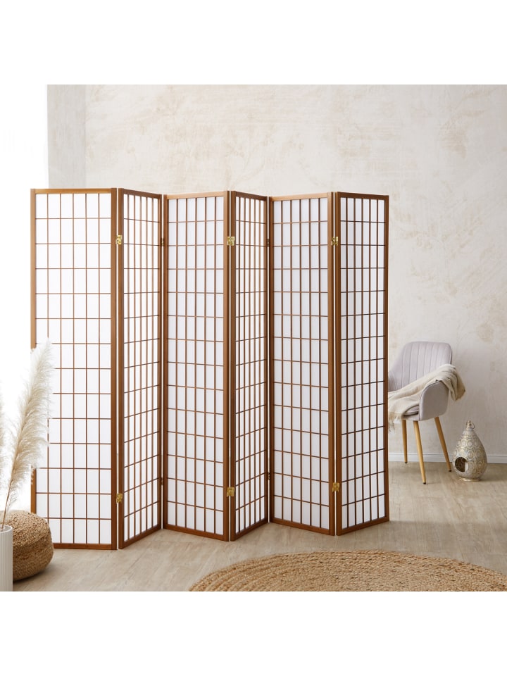 Homestyle4u 6-tlg. Paravent in Braun 264x175 günstig kaufen onesize