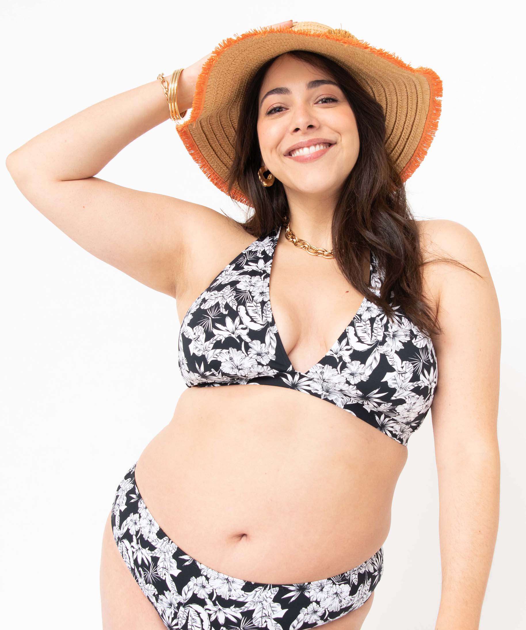 Haut de maillot de bain femme grande taille forme triangle f... imprime | GEMO