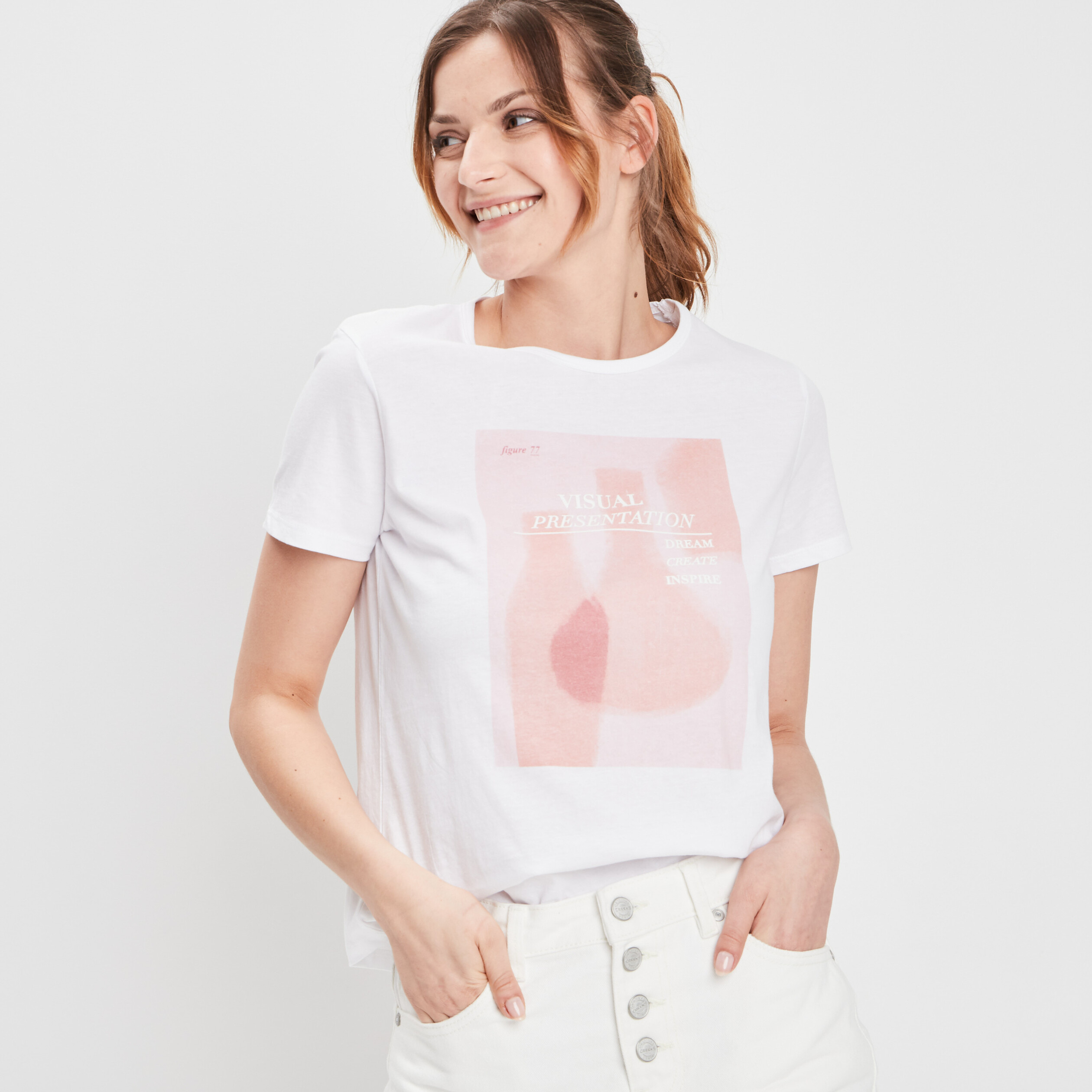 T-shirt manches courtes ivoire femme | La Halle