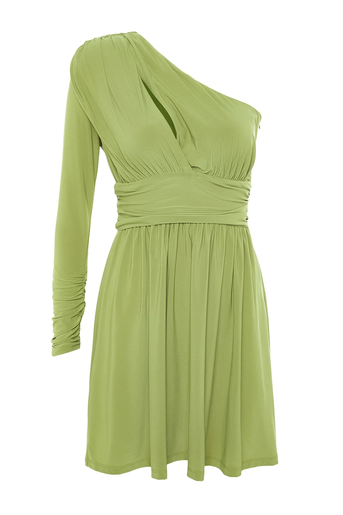 Trendyol Collection  Hellgrünes Abendkleid mit offener Taille/Skater-Strickfenster/Ausschnitt und detailliertem Ausschnitt TPRSS23EL00032