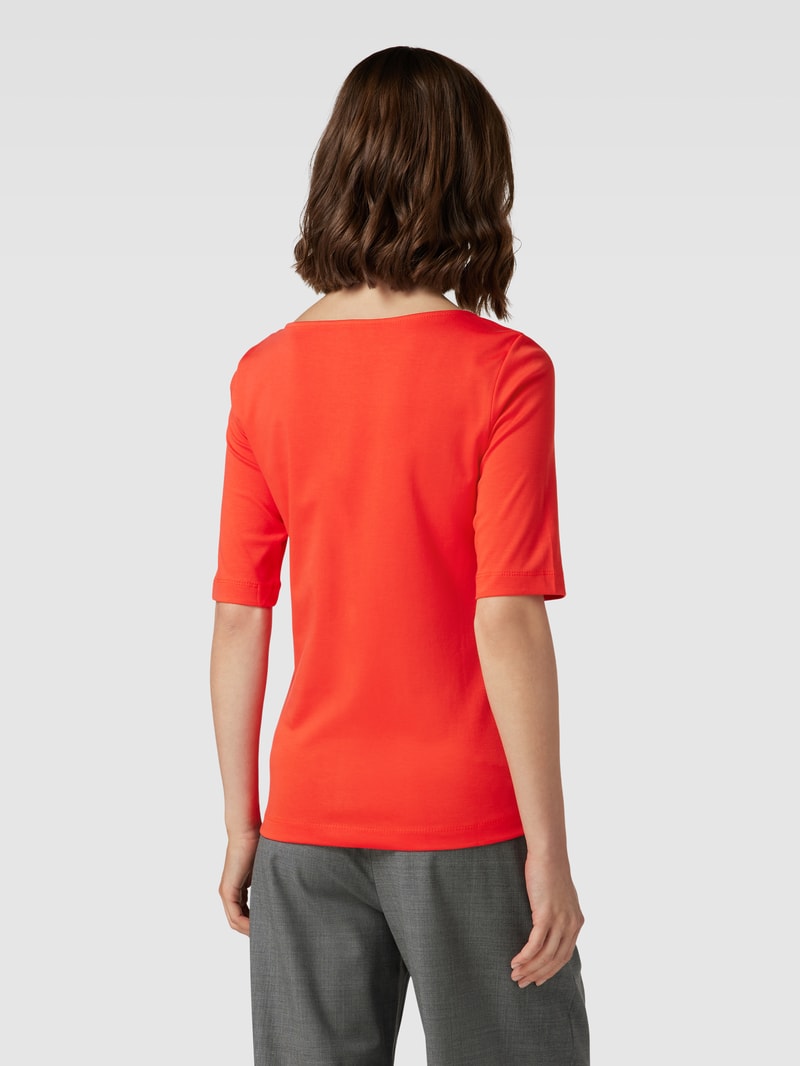 T-Shirt aus Baumwolle mit U-Boot-Ausschnitt in rot