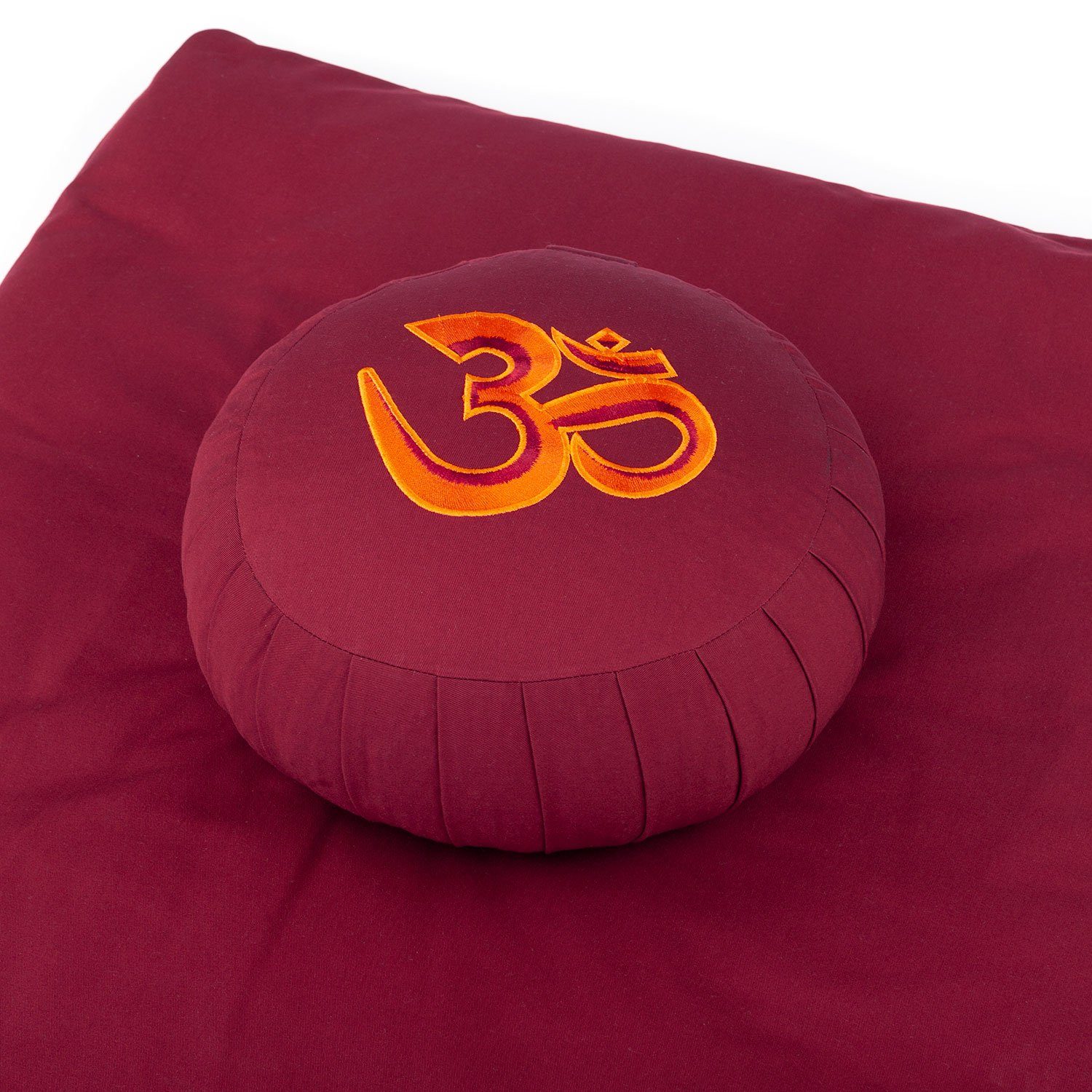 bodhi Meditationskissen Meditations-Set ECO: Meditationskissen ZAFU + Zabuton, Stickerei OM
