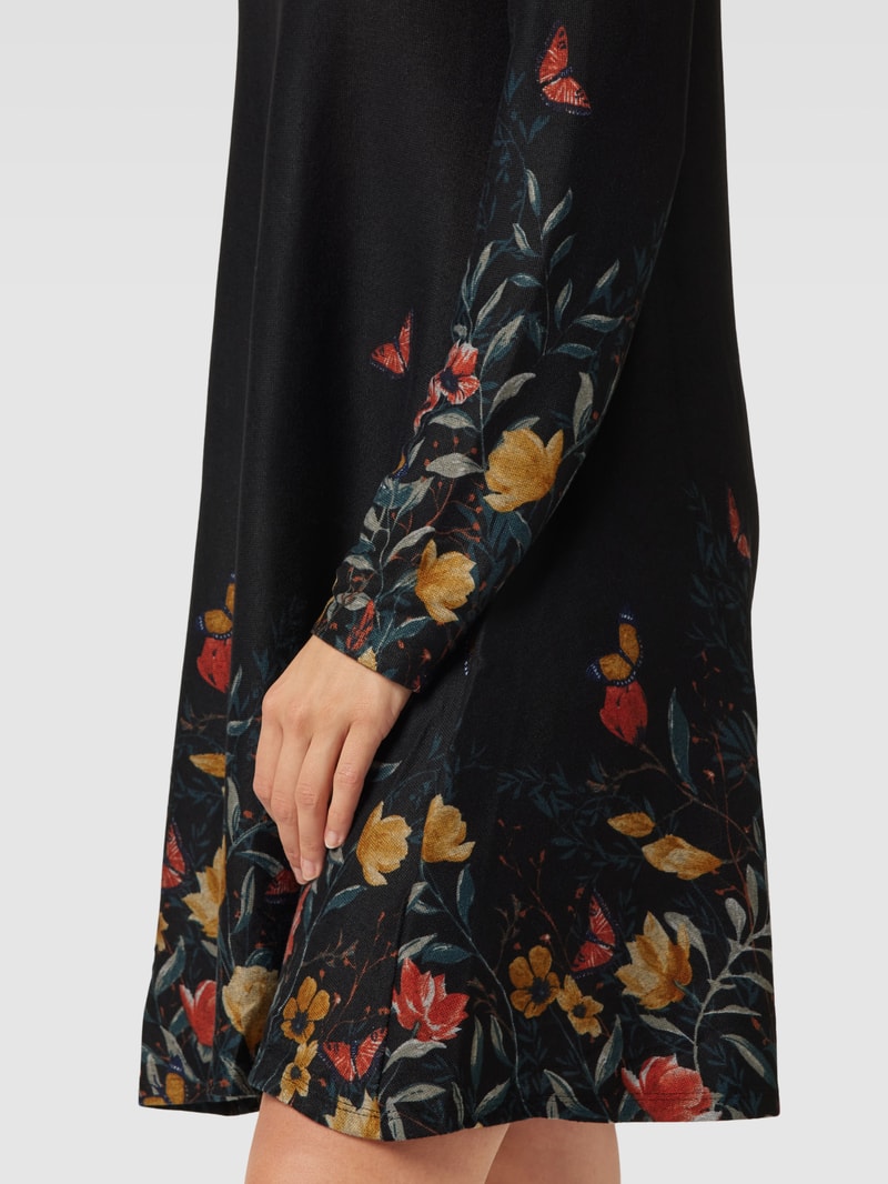 Minikleid mit Rundhalsausschnitt in schwarz