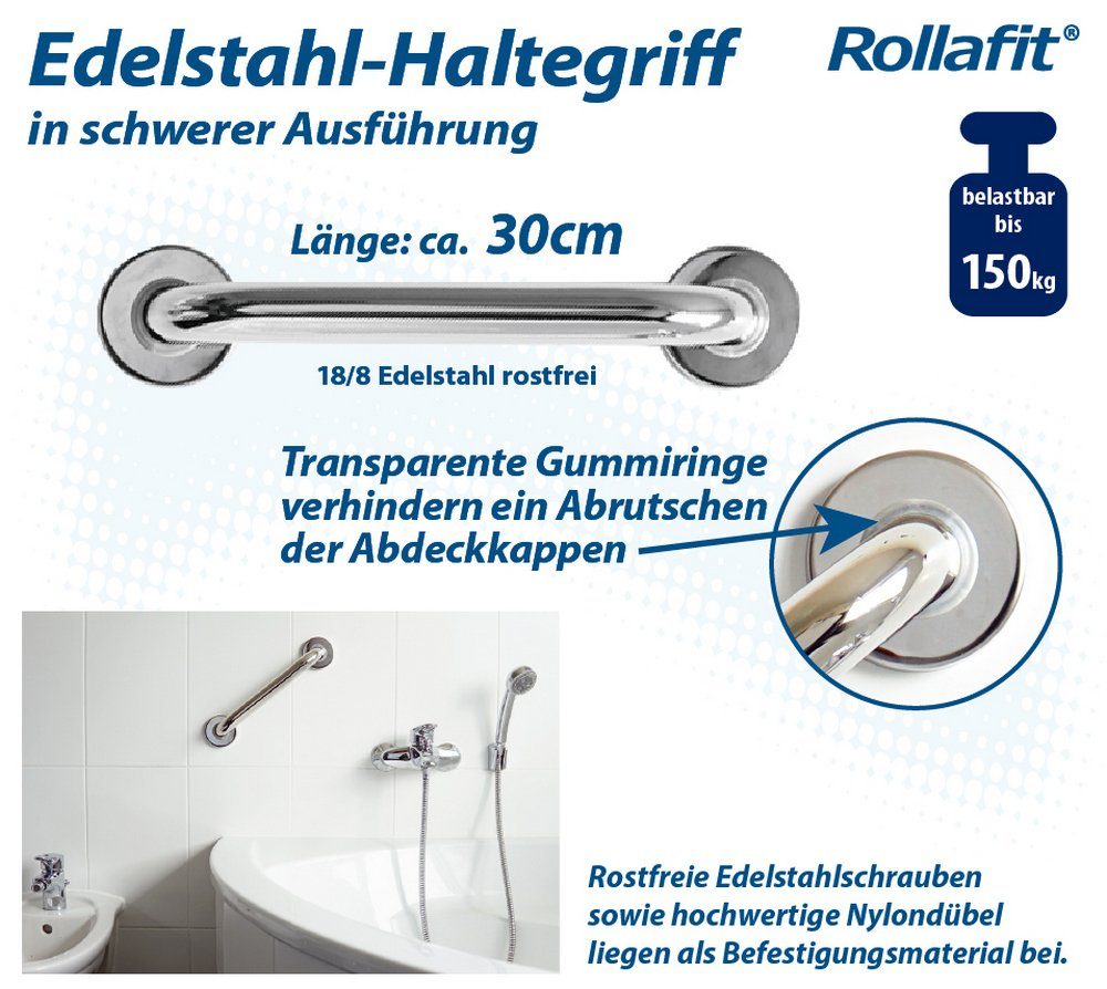 Rollafit Wandgriff Rollafit Edelstahl Haltegriff, belastbar bis 150,00 kg