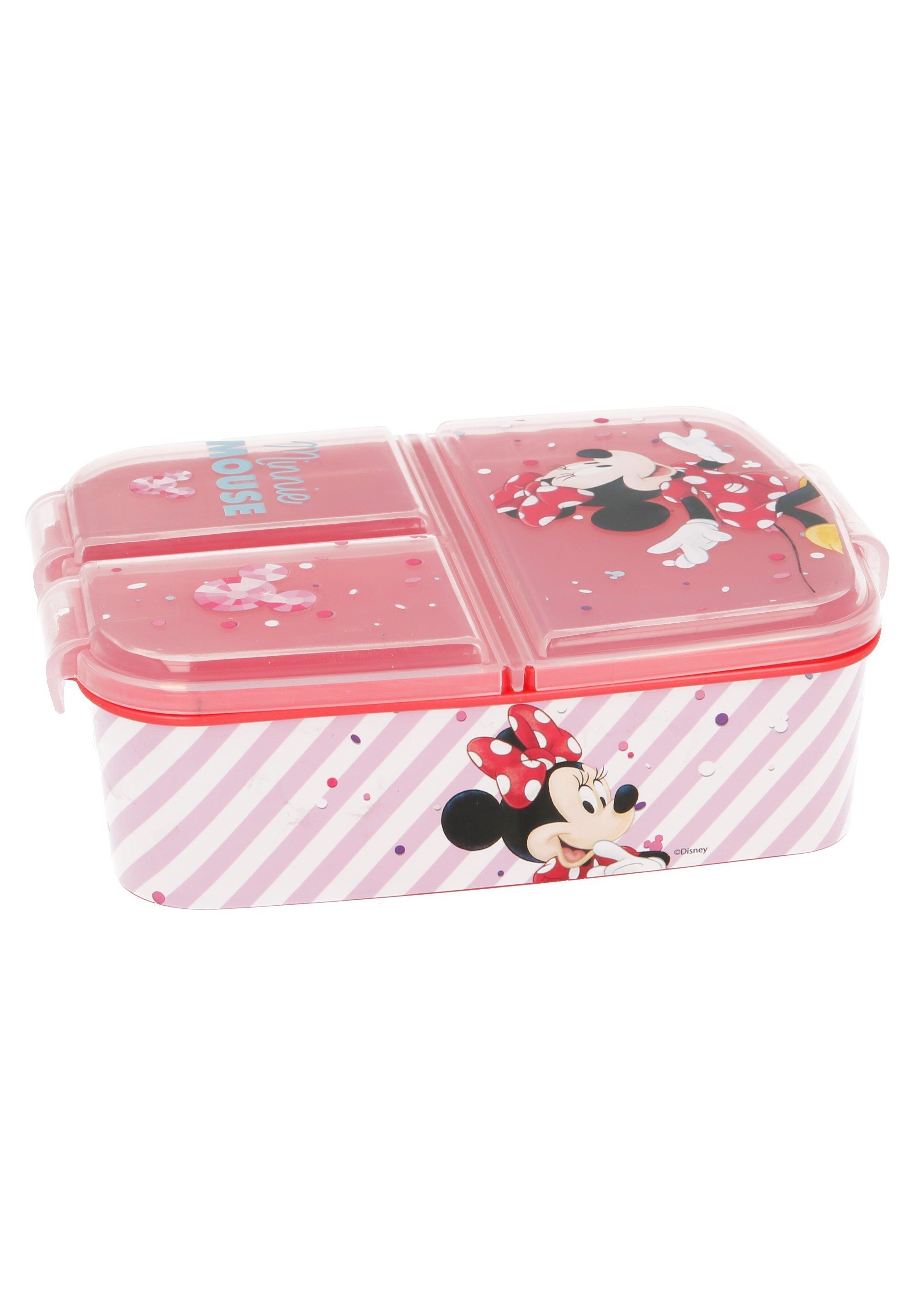 Minnie Mouse Lunchbox Brotdose Minnie Mouse, Vesperdose mit 3 Fächern, BPA-frei