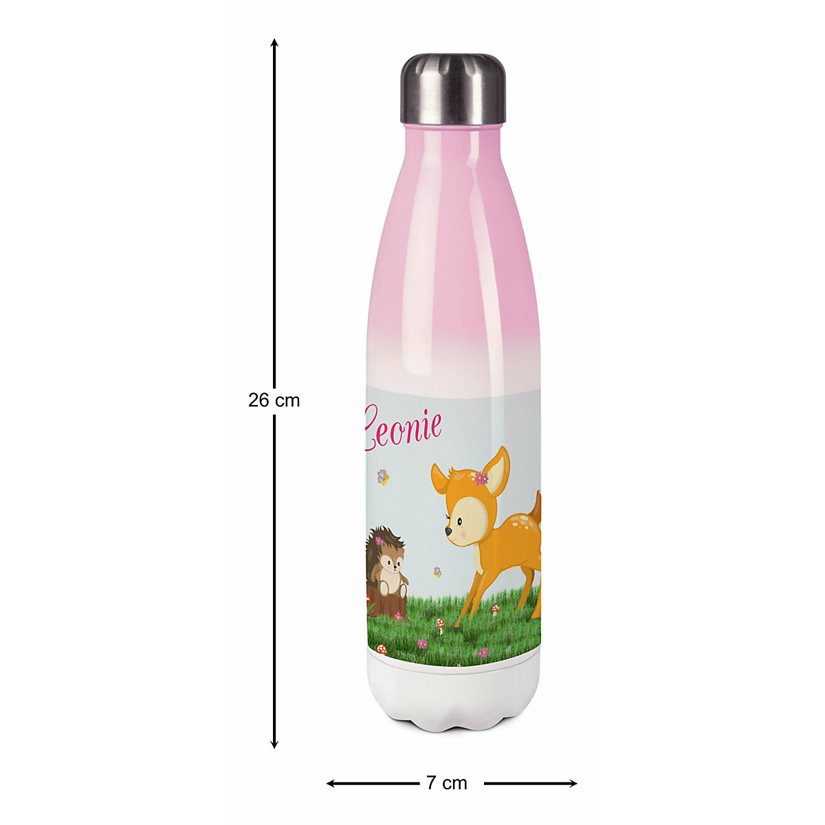 Edelstahl Kinder Thermoflasche / Trinkflasche bunt Reh Spülmaschinenfest, Auslaufsicher, Bruchfest, Doppelwandig, Für Heißgetränke geeignet, Mit Deckel, Isoliert