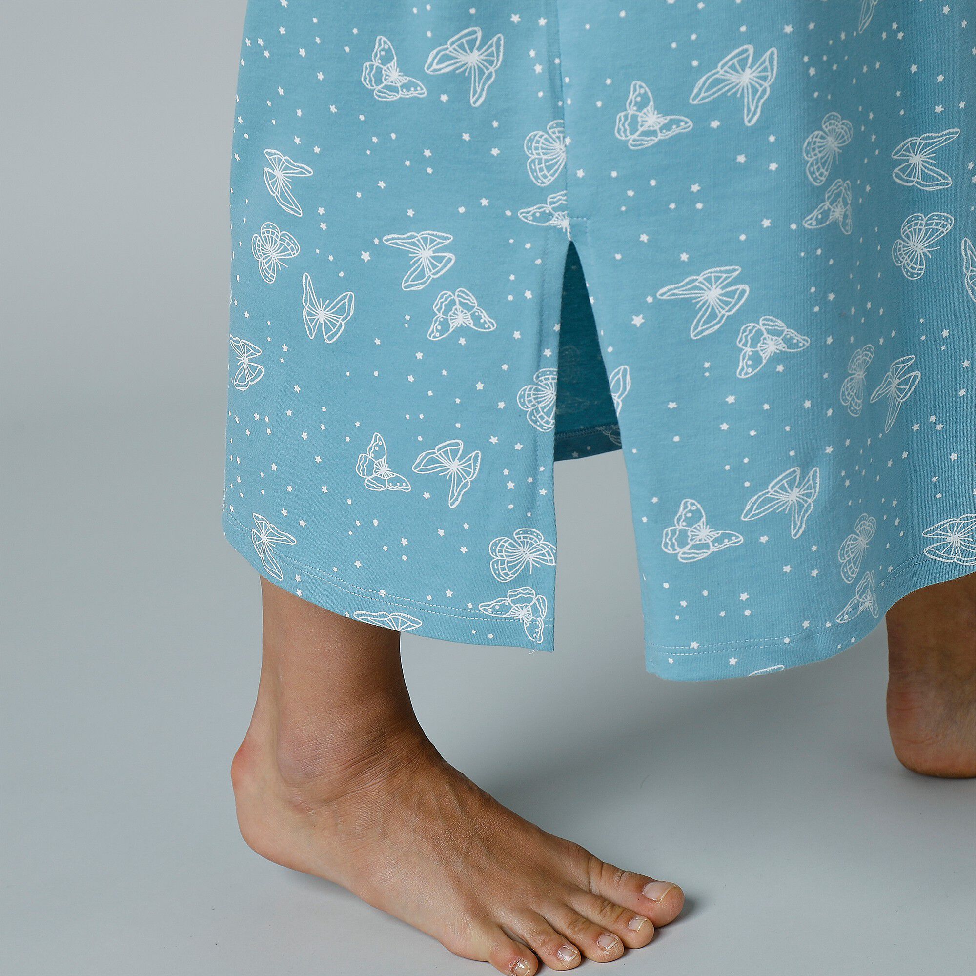 Chemise de nuit longue manches courtes imprimée 