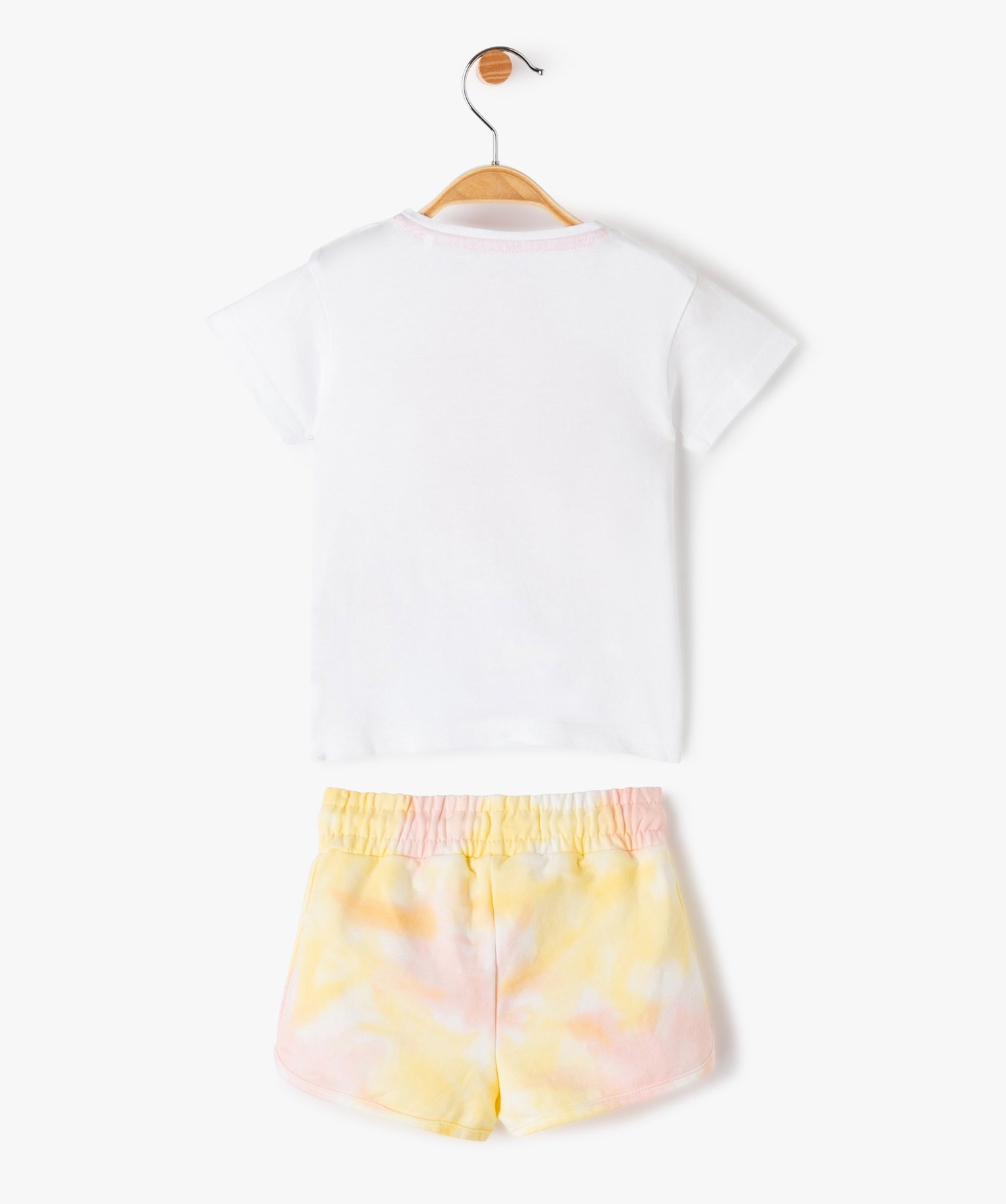 Ensemble bébé fille 2 pièces : short tie-and-dye + tee-sh... blanc | GEMO