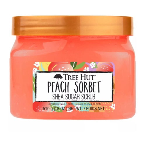 Scrub corpo allo zucchero di karité e sorbetto alla pesca Tree Hut, 510 grammi