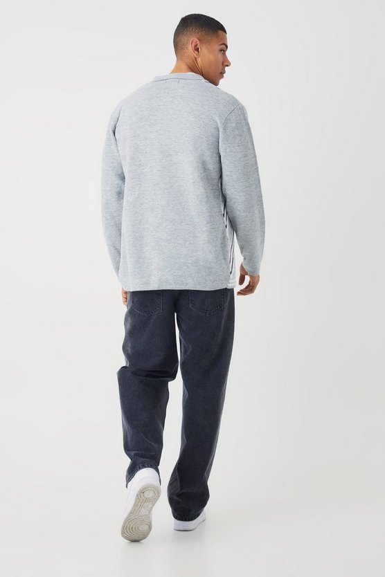 Langärmliges geripptes Jacquard-Hemd mit Kragen
