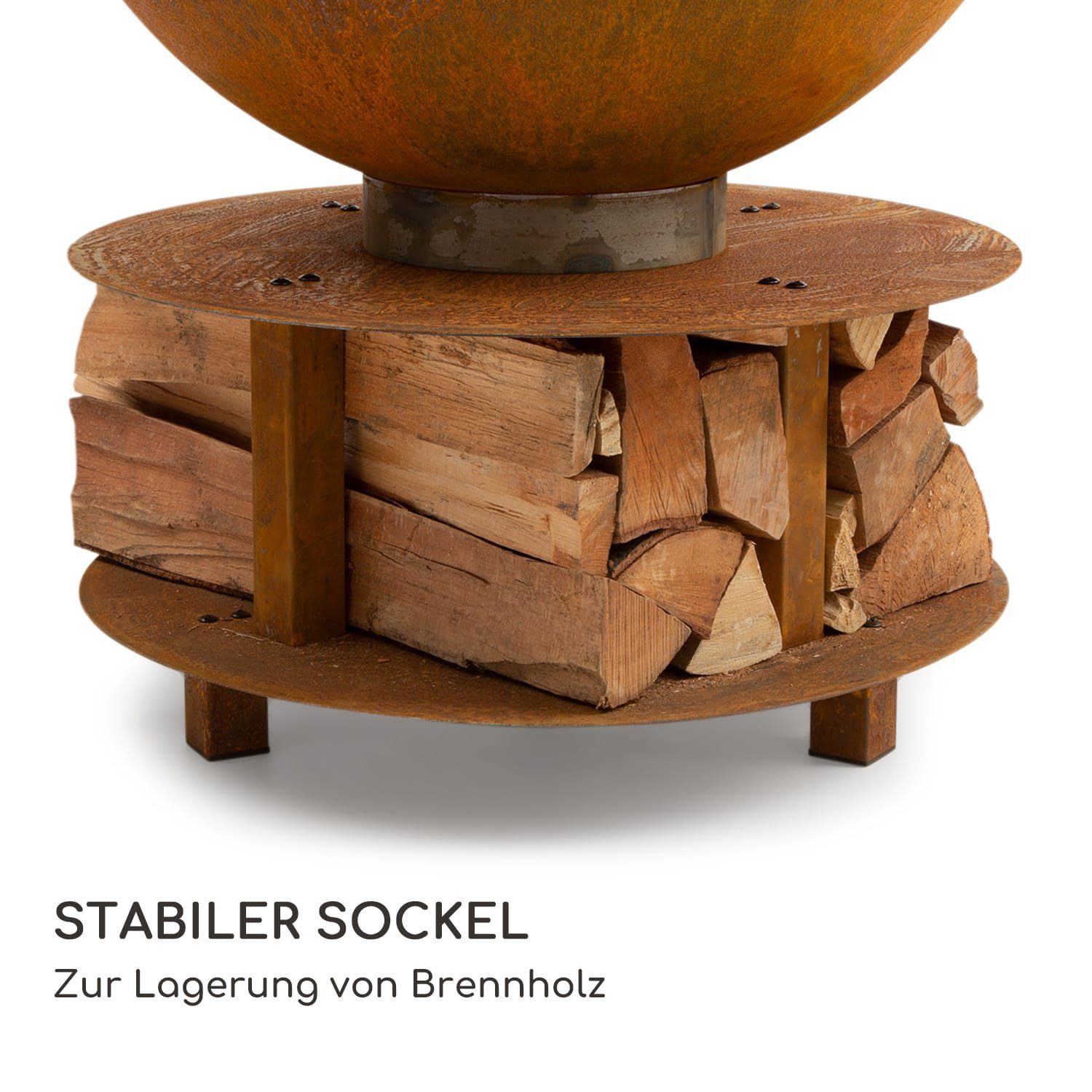 blumfeldt Feuerschale Savage 2.0, (Set), Feuerschale Garten mit Grill Feuerkorb Feuerstelle Outdoor