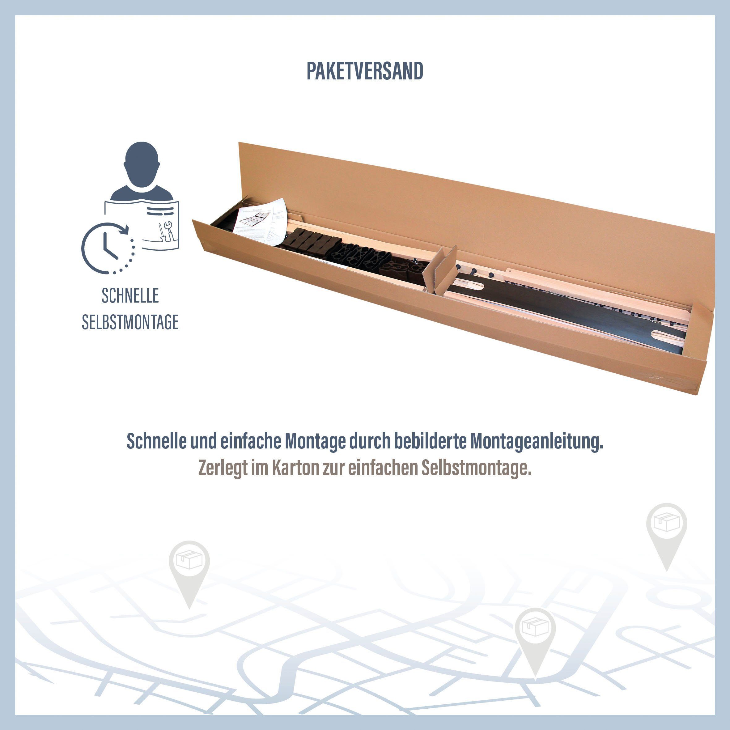 Lattenrost Maxi Strong, Beco, Kopfteil manuell verstellbar, Fußteil nicht verstellbar, Lattenrost in 90x200 cm und weiteren Größen, ideal bei hoher Belastung