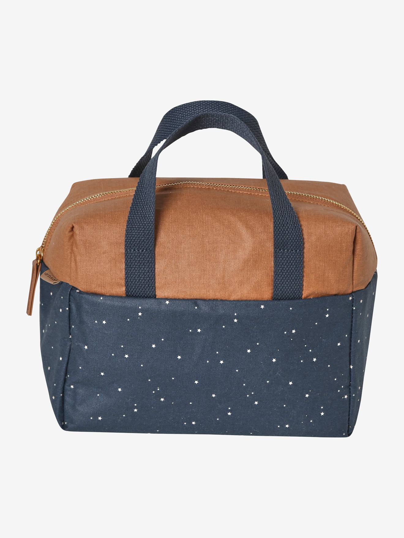 Lunch box bicolore en coton enduit marine étoile