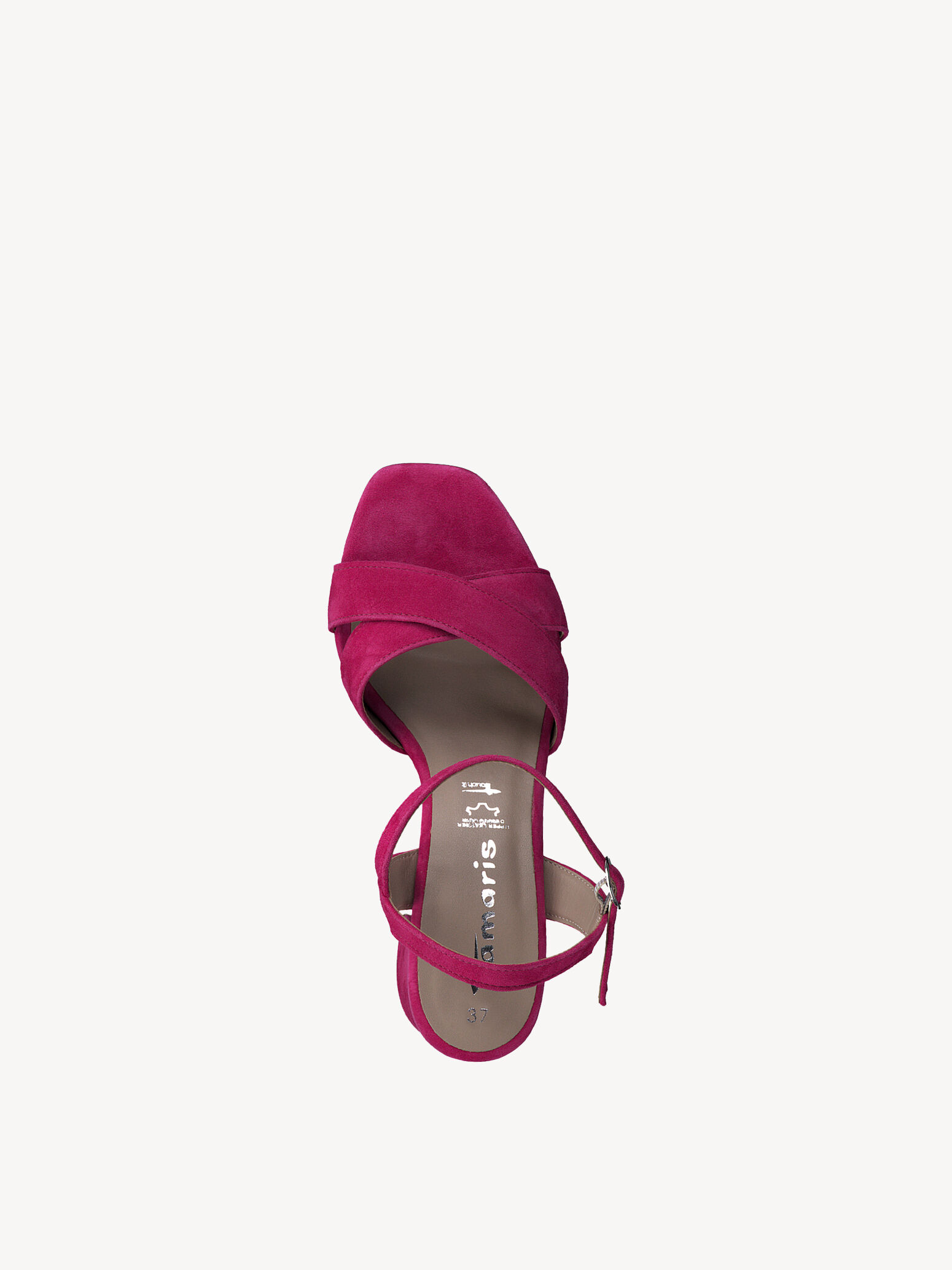 Sandale à talon en cuir - rose fuchsia