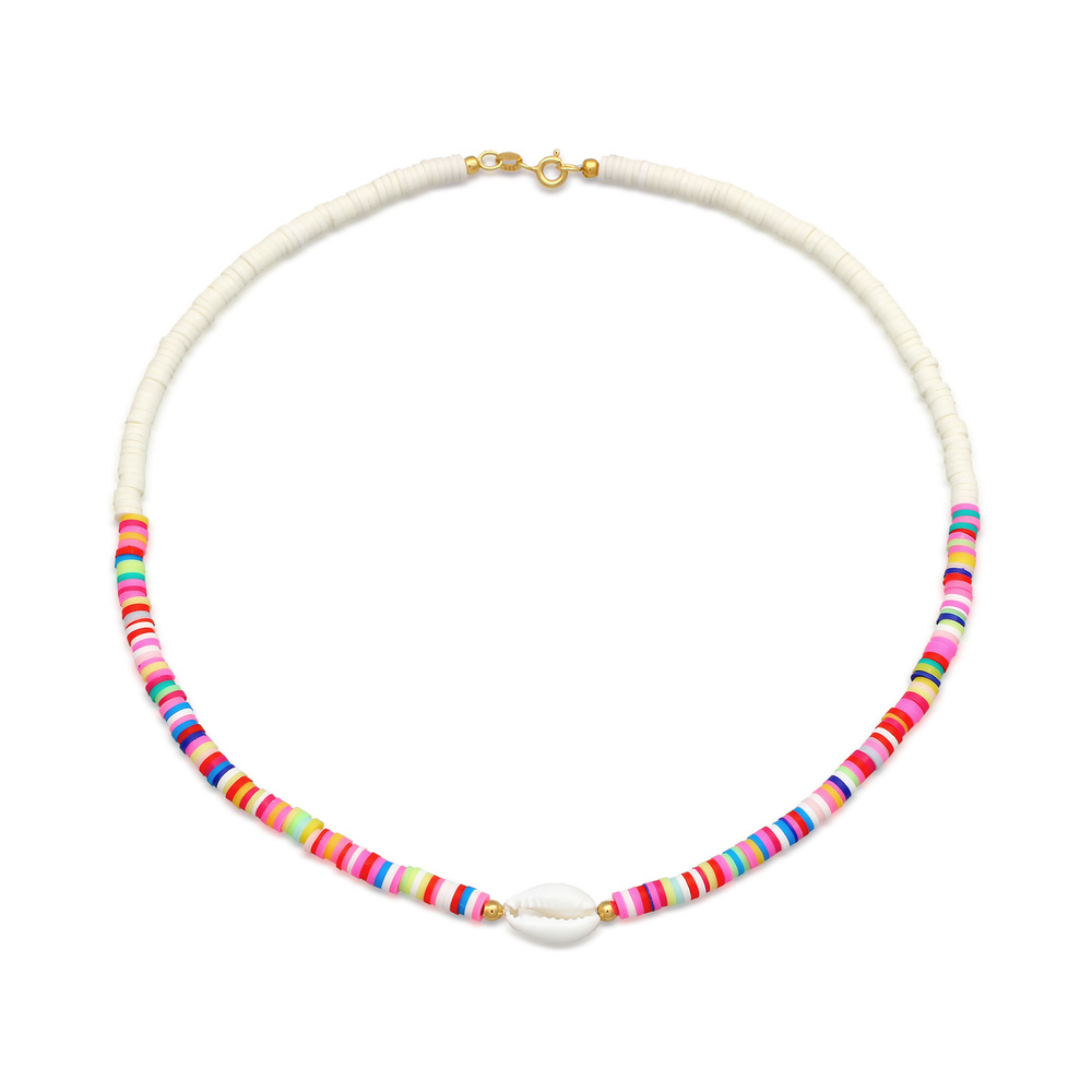 Elli Elli Collier Femmes Boho perles multicolores Coquillage en argent sterling 925 pl collier