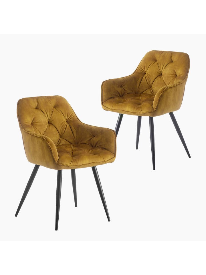B&D Home 2er-Set: Esszimmerstuhl DIETER in Gelb - (B)56 x (H)84 x (T)61 cm günstig kaufen onesize