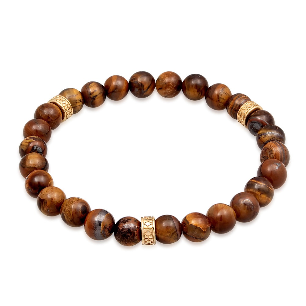 KUZZOI KUZZOI Bracelet Hommes perles vintage avec œil de tigre en argent sterling 925 Bracelet