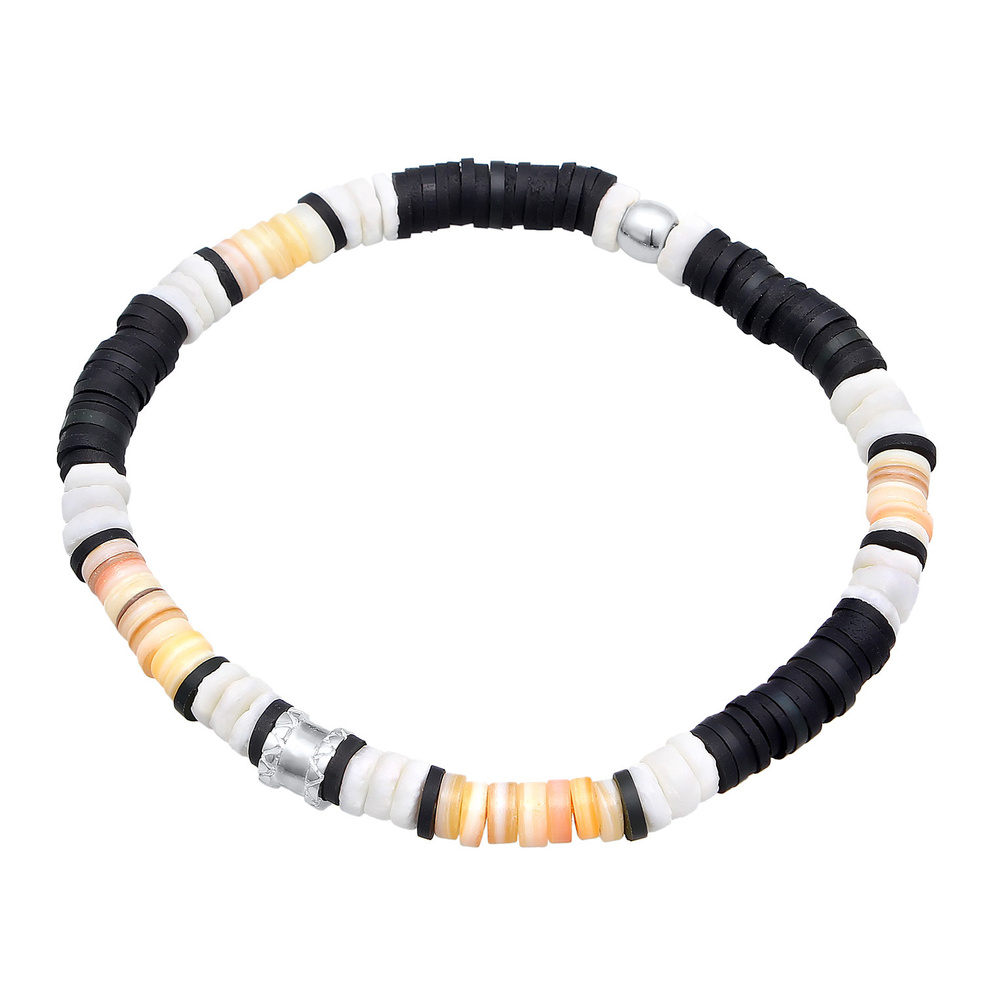 KUZZOI KUZZOI Bracelet Hommes Heishi Perles Vintage Surfer en argent sterling 925 Bracelet