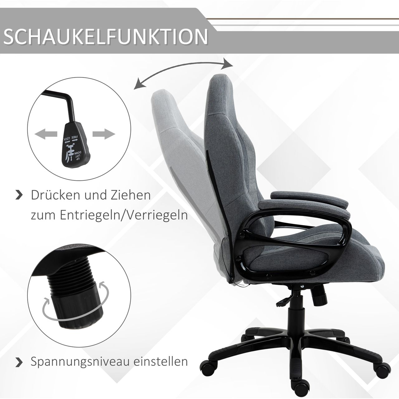 Vinsetto Massagebürostuhl Chefsessel Massagesessel Drehstuhl höhenverstellbar