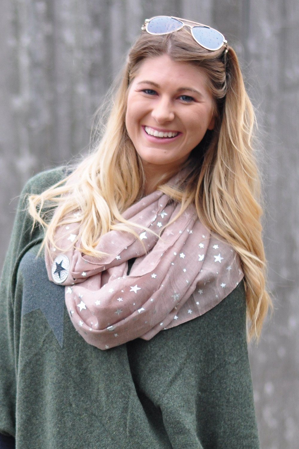 styleBREAKER Loop, (1-St), Loop Schal mit Metallic Sterne Print
