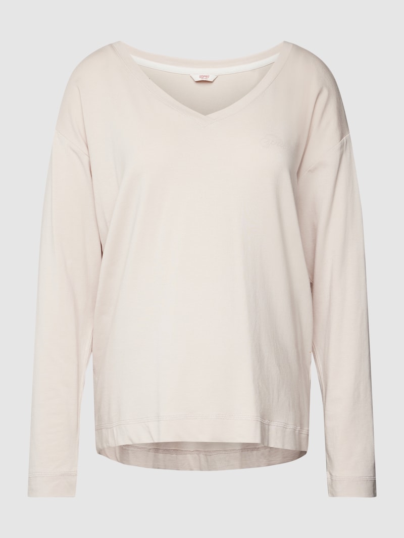 Pyjama-Oberteil mit V-Ausschnitt in beige