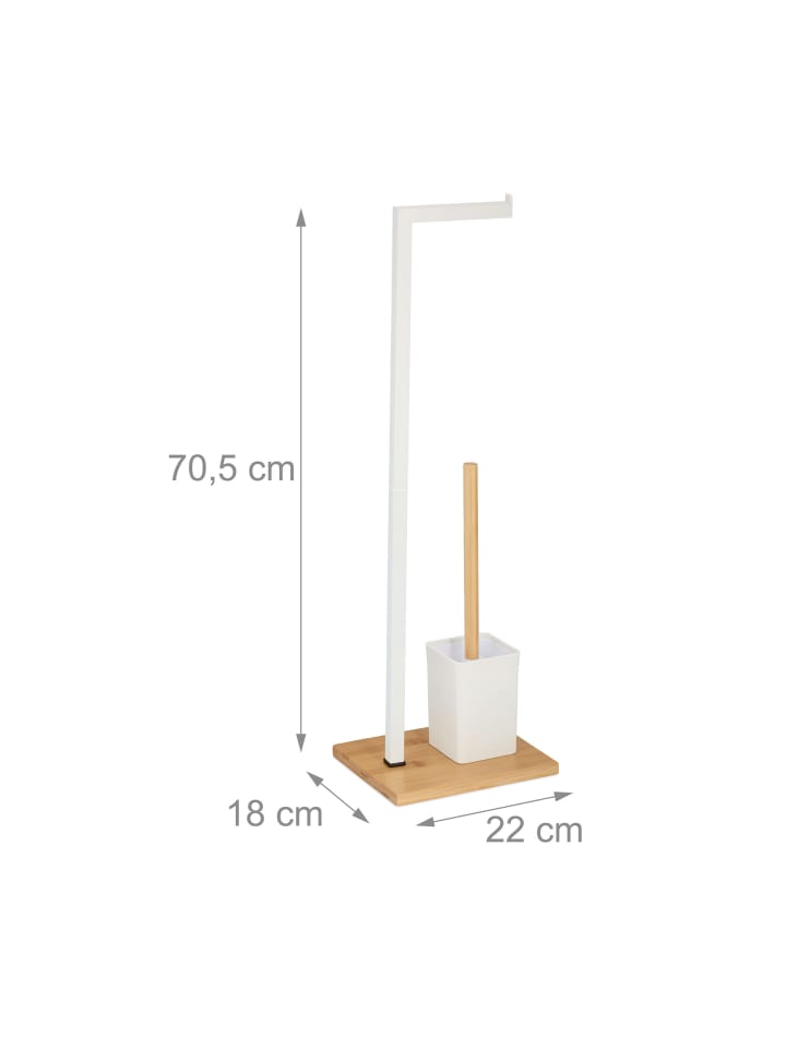 relaxdays WC-Garnitur Weiß/ Natur - (B)22 x (H)70,5 x (T)18 cm günstig kaufen onesize