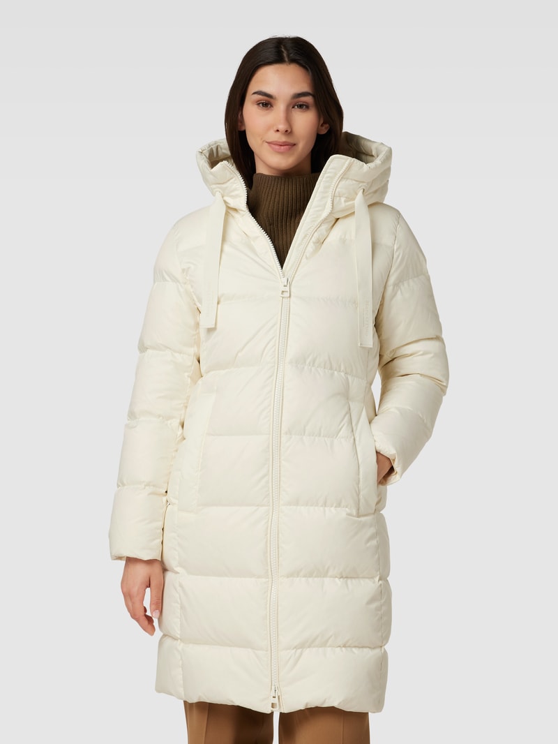 Daunenmantel mit Kapuze in offwhite