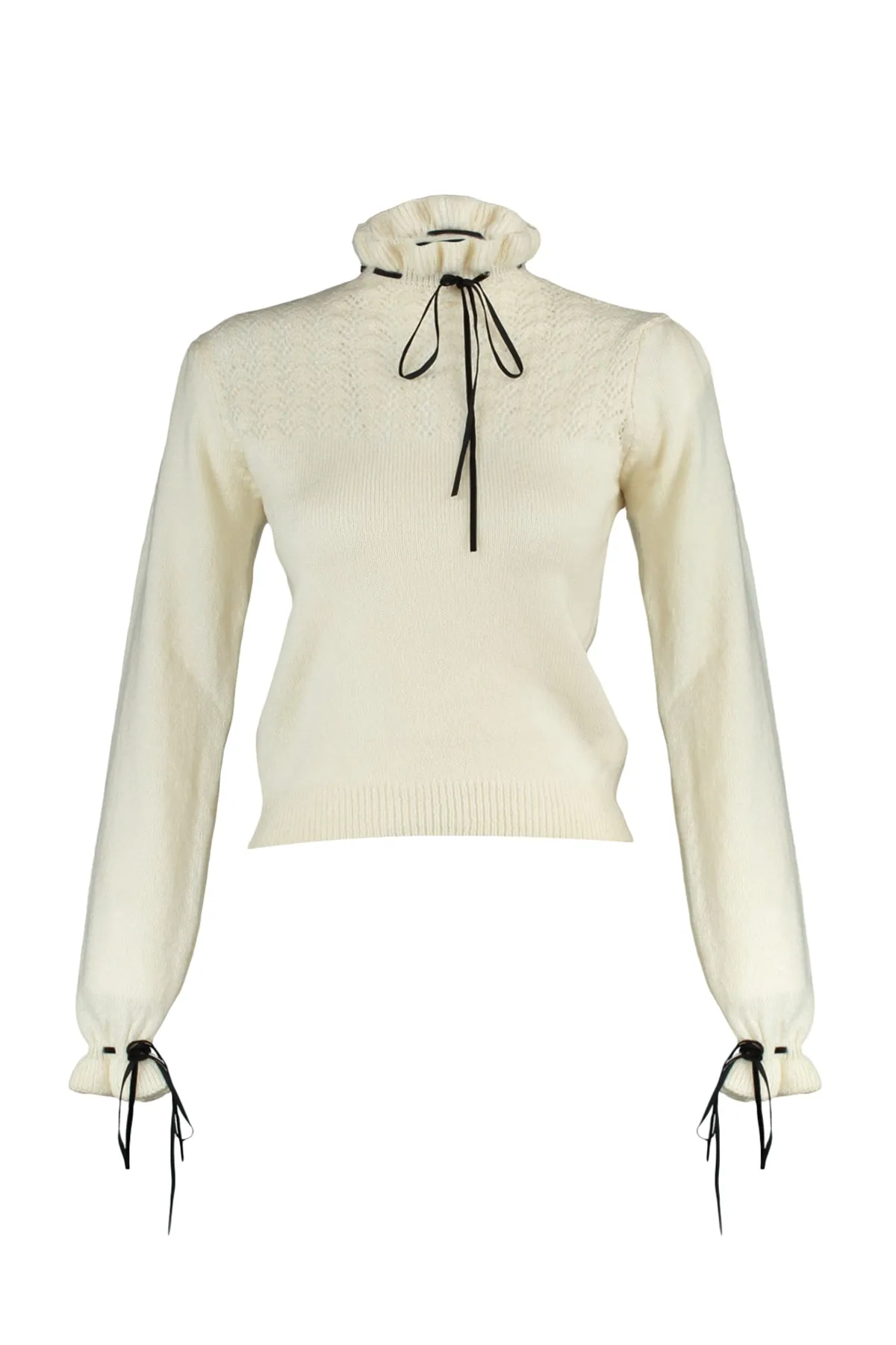Trendyol Collection  Ecrufarbener, weich strukturierter Strickpullover mit Lochmuster TWOAW21KZ2355