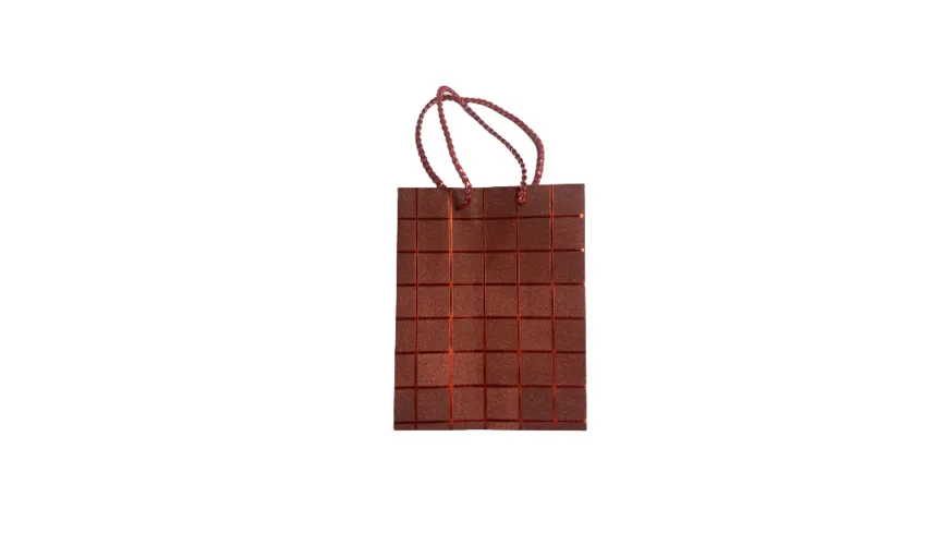 Geschenktüte medium Glitter rot kariert 23x18x10cm
