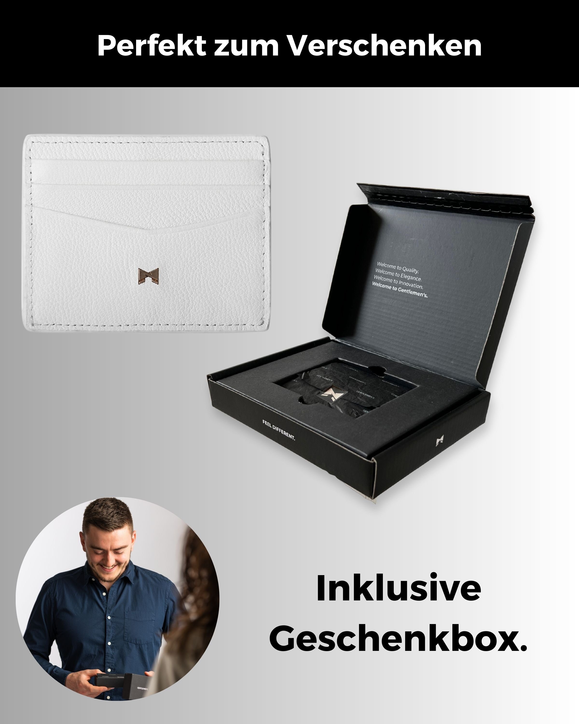 Gentlemen's Kartenetui - Kreditkartenetui mit Mittelfach & RFID Schutz - Slim Wallet Herren, mit Schein- und Münzfach - Herren Geldbeutel mit Fach für AirTag