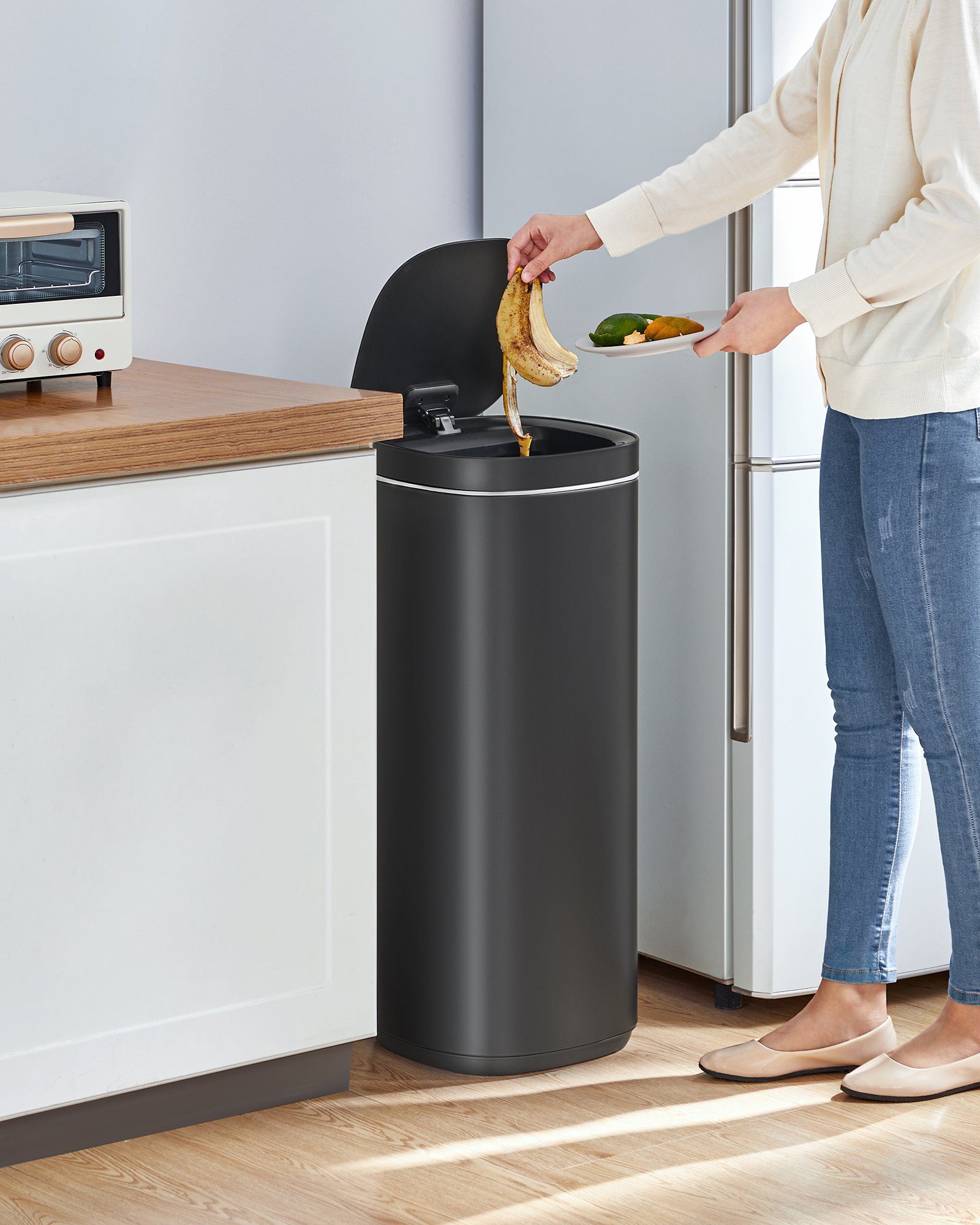SONGMICS Mülleimer 50 L, Abfalleimer, Bewegungssensor, Geruchsbeseitigung