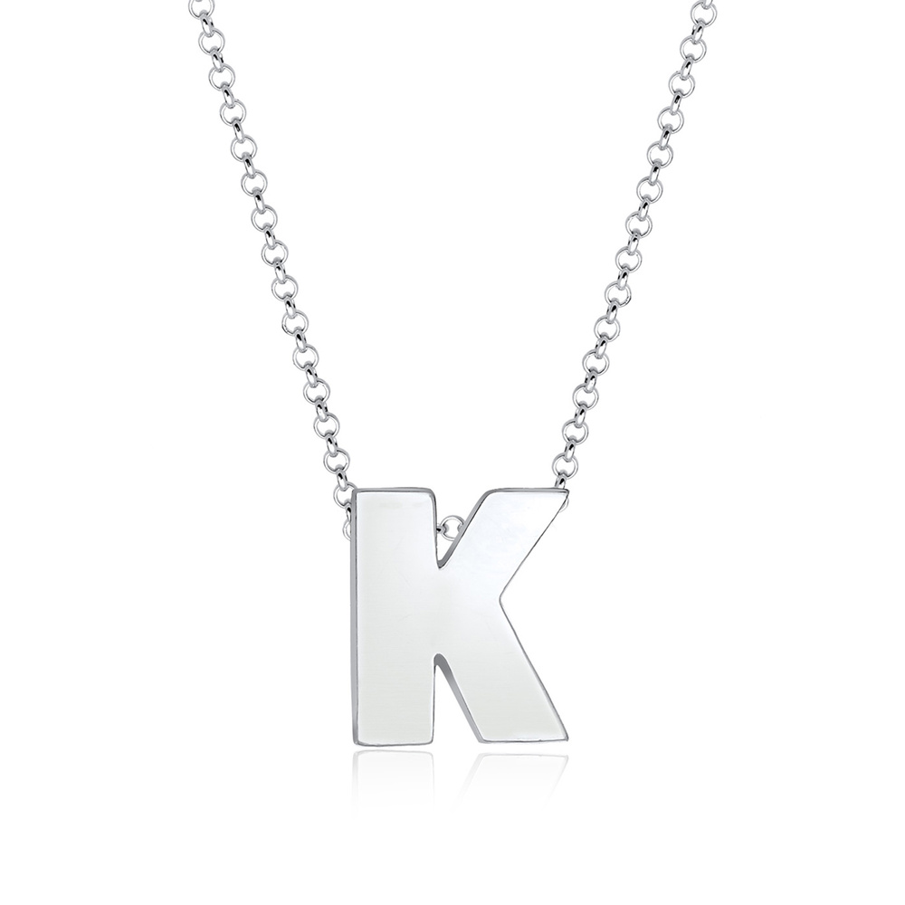 Elli Elli Collier Femme Pendentif Lettre K Initiale - (925/1000) Argent Bijoux