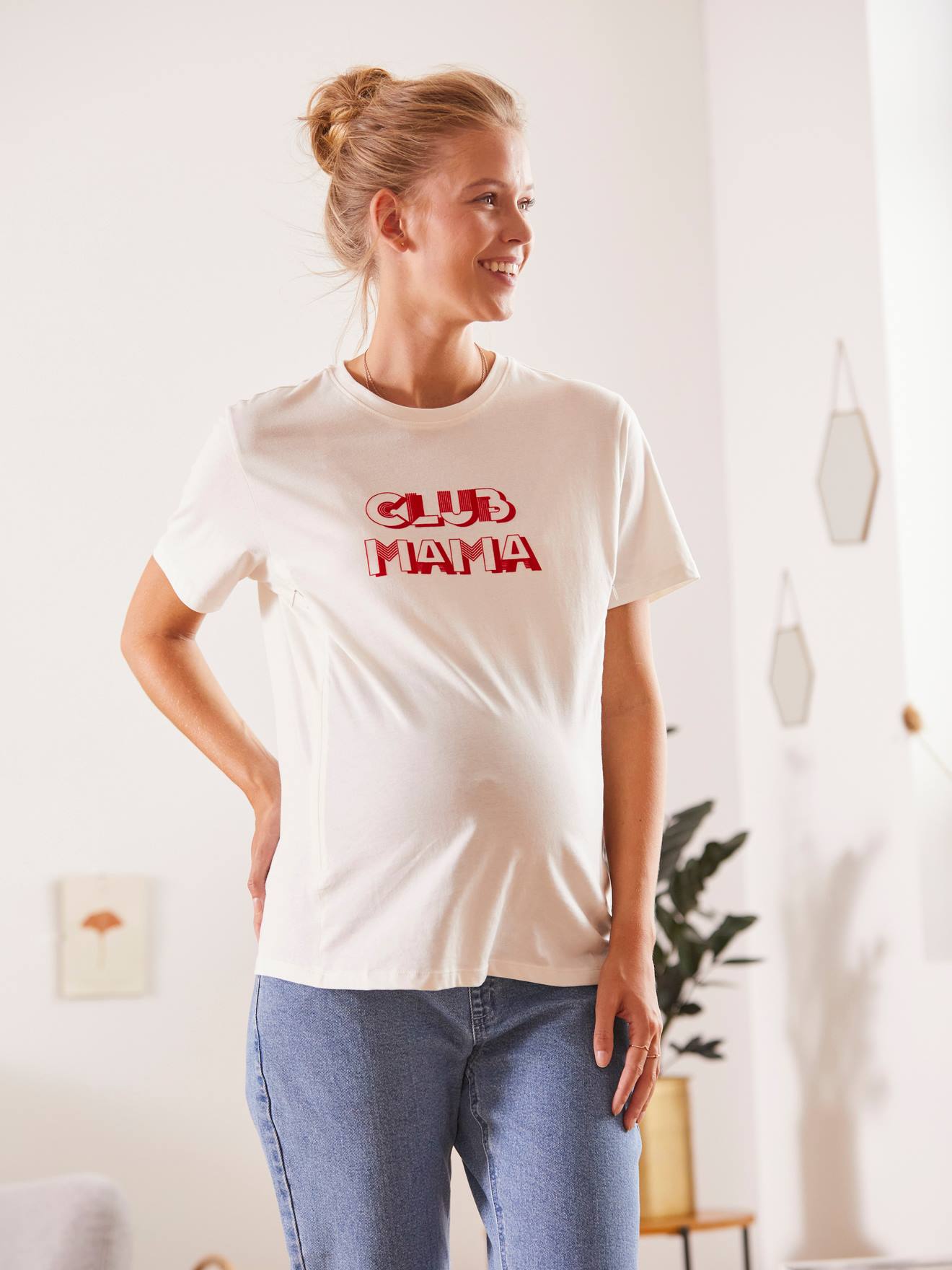 Vertbaudet T-Shirt mit Messageprint für Schwangerschaft & Stillzeit - weiß