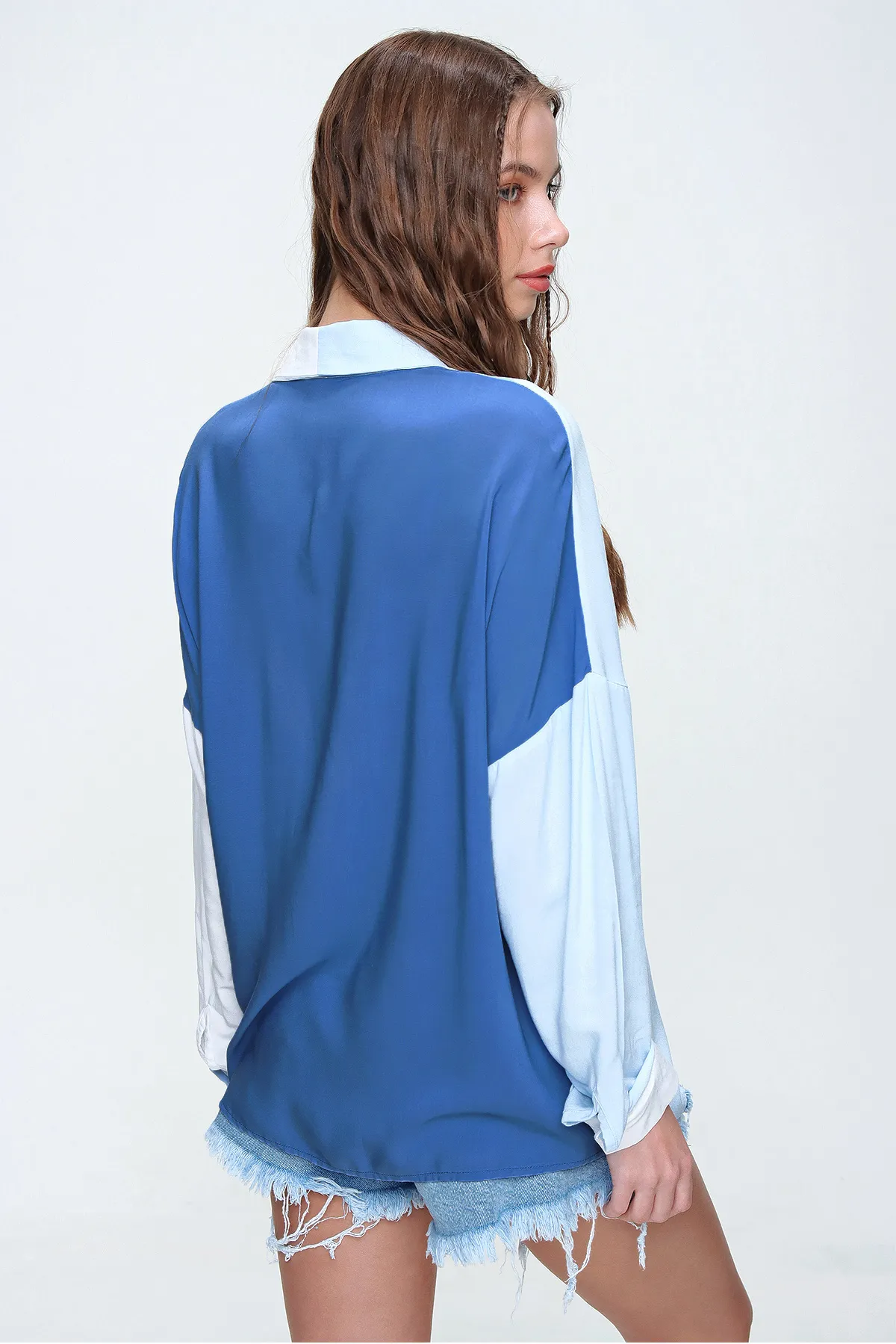 Trend Alaçatı Stili  Hemd - Blau - Regular Fit