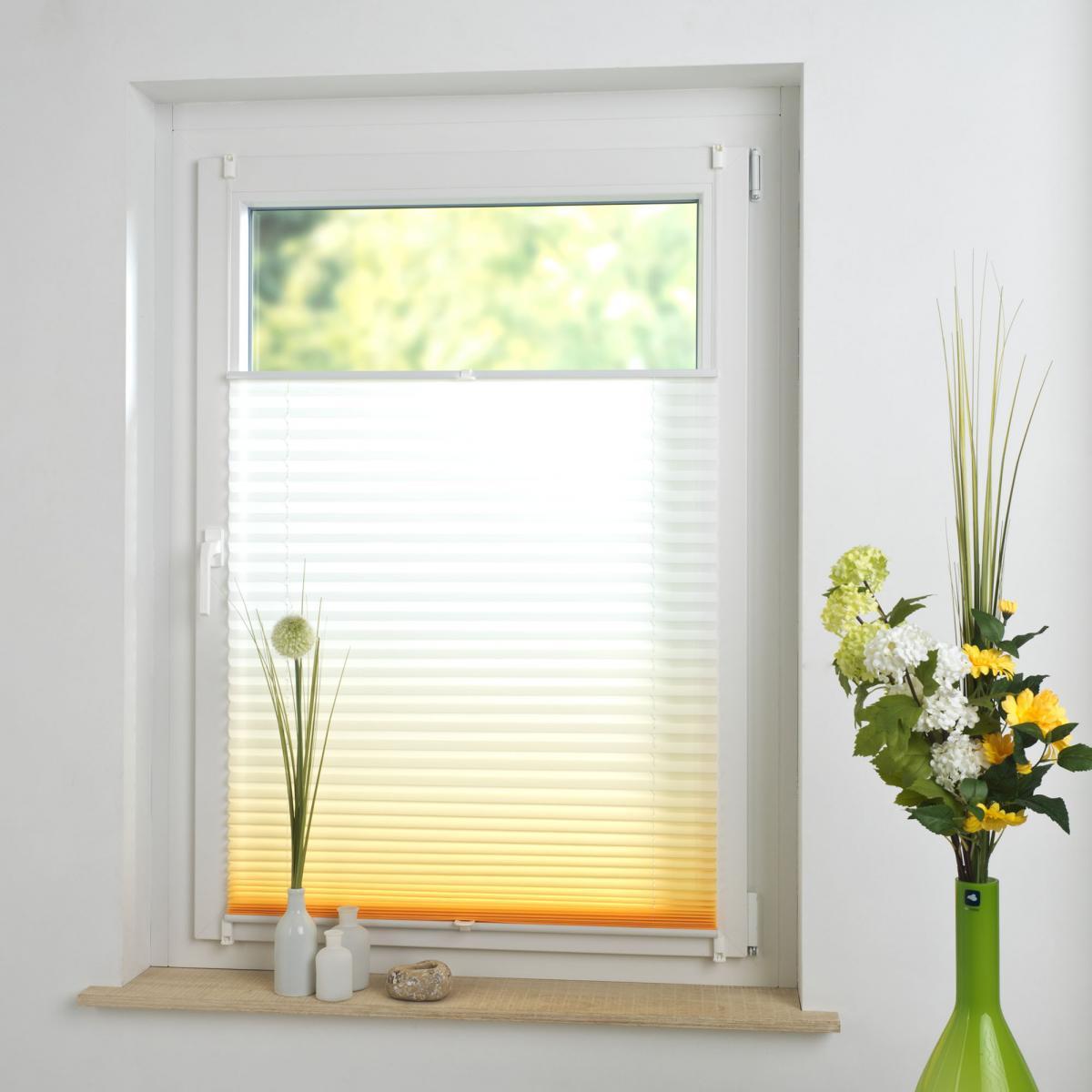 Bella Casa Klemmfix Plissee 80 x 130 cm orange Farbverlauf