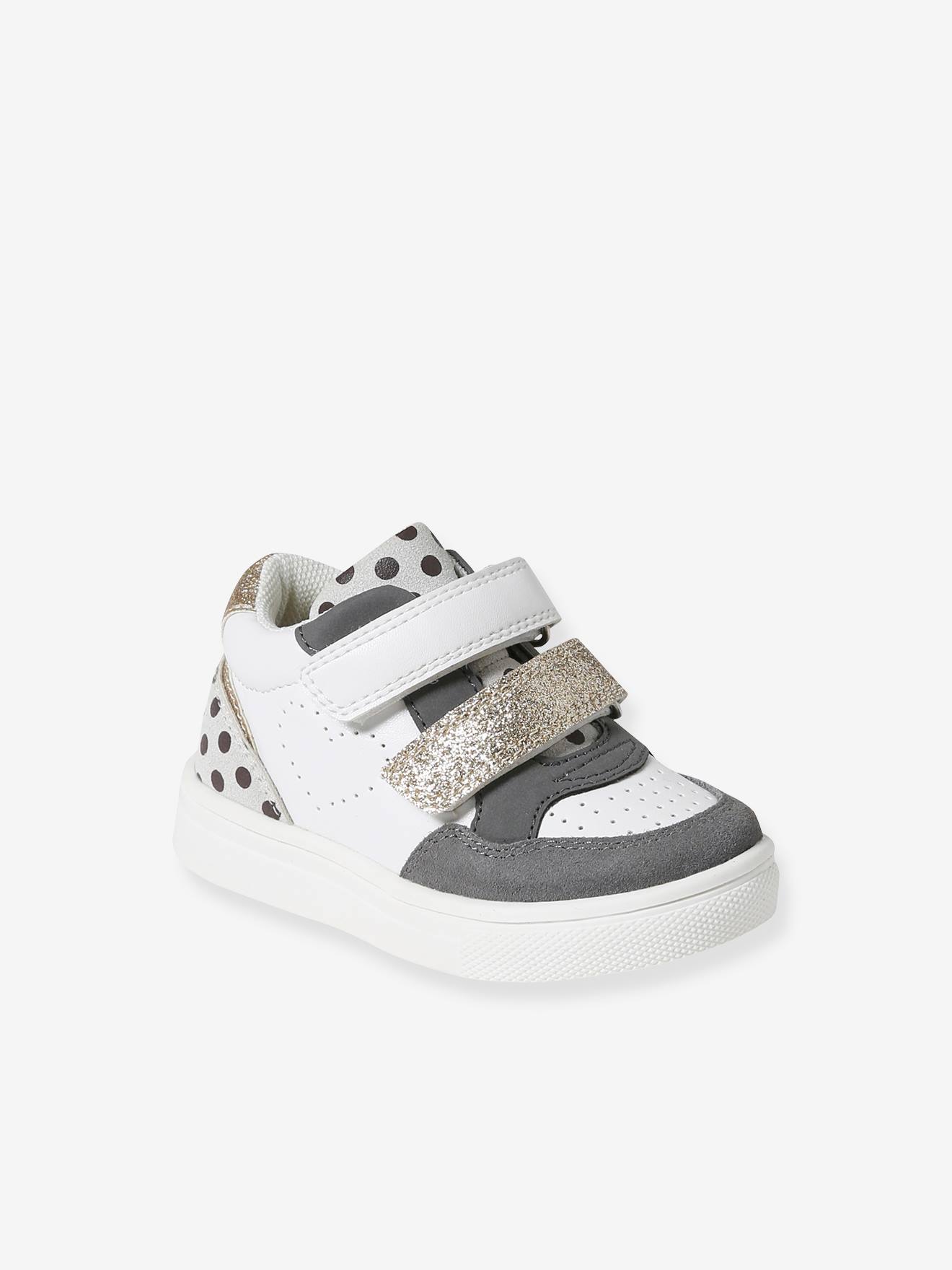 Baskets scratchées fantaisie bébé blanc