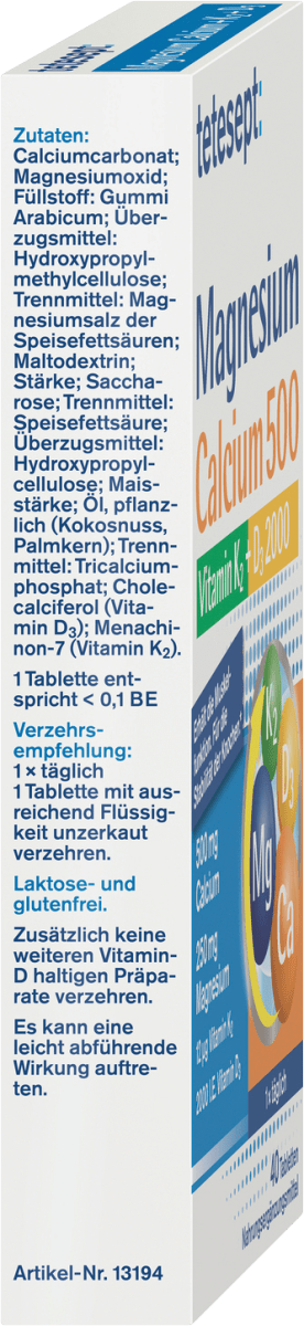 Magnesium Calcium Vitamin K + D Tabletten 40 St, 73,2 g