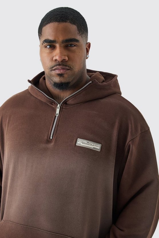 Plus Oversize Hoodie mit 1/4 Reißverschluss