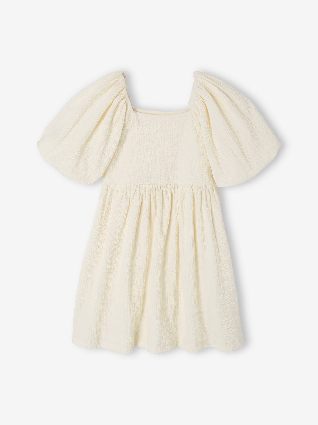 Vertbaudet Festliches Mädchen Kleid mit Reliefstruktur Oeko-Tex - vanille