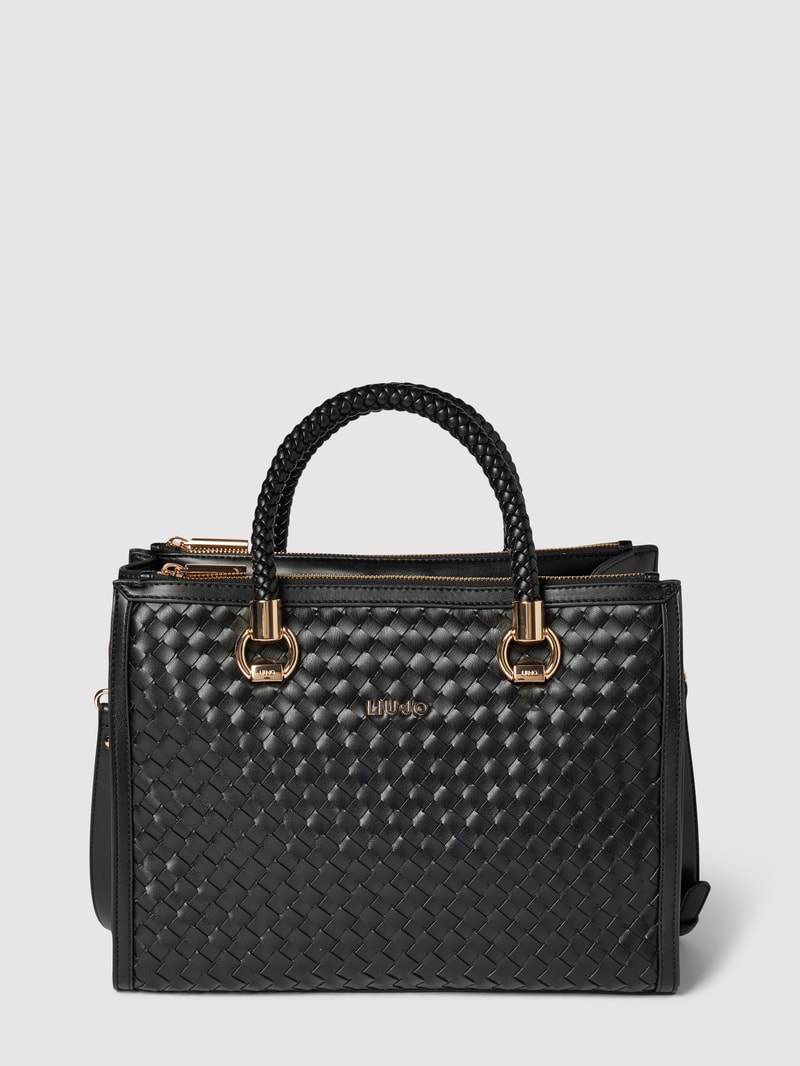 Handtasche in Flecht-Optik in black
