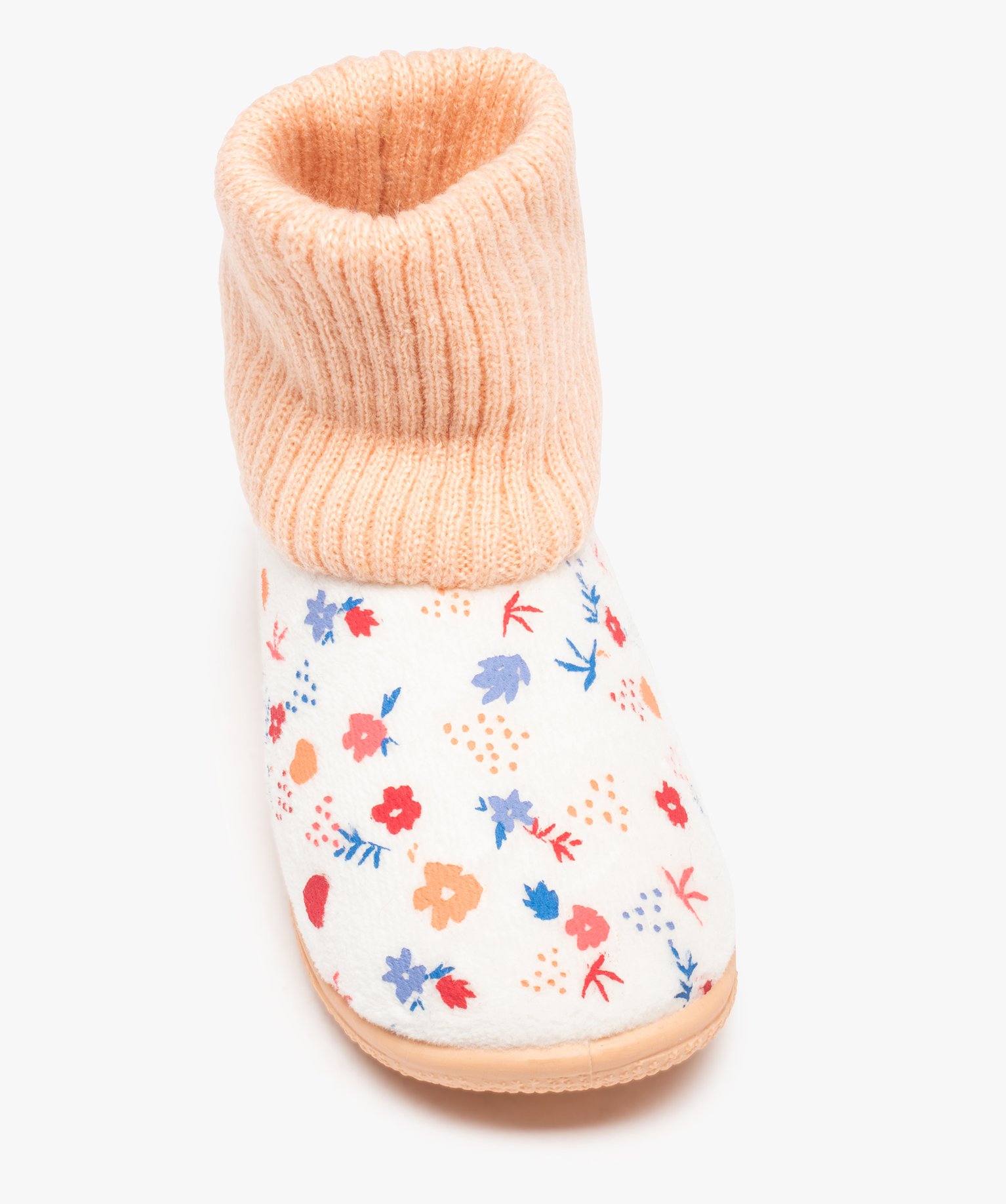 Chaussons fille boots en velours imprimé et col chaussette rose | GEMO