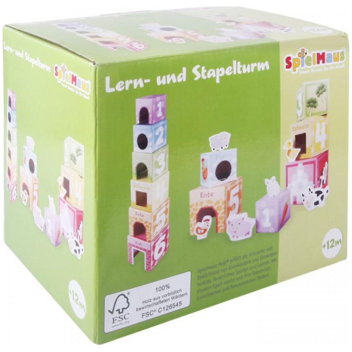 SpielMaus Holz Stapelturm, 12 Teile