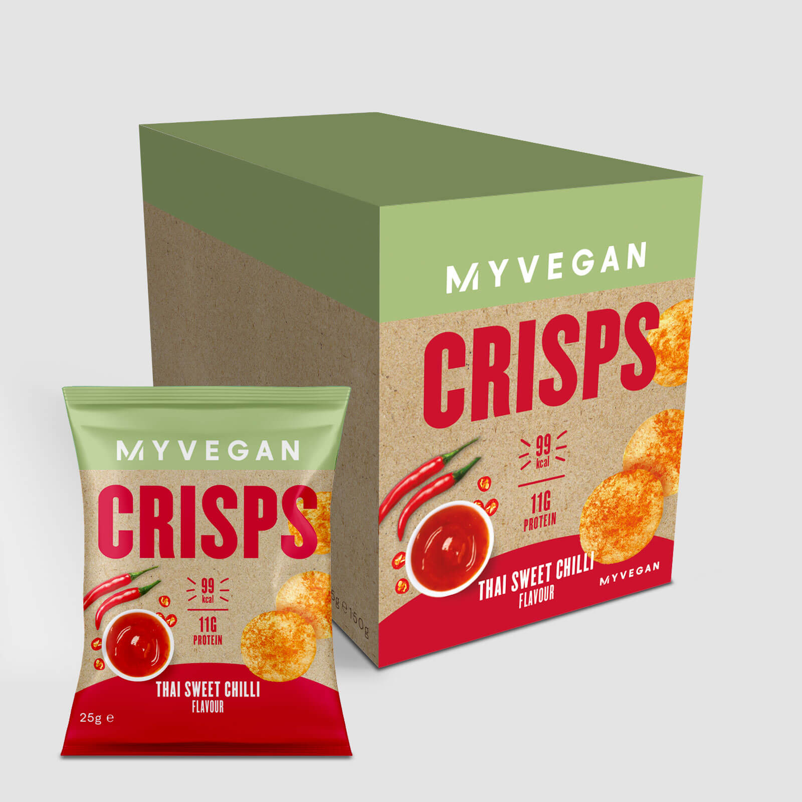 Myvegan Protein Crisps, Thai Sweet Chilli, 6 x 25g