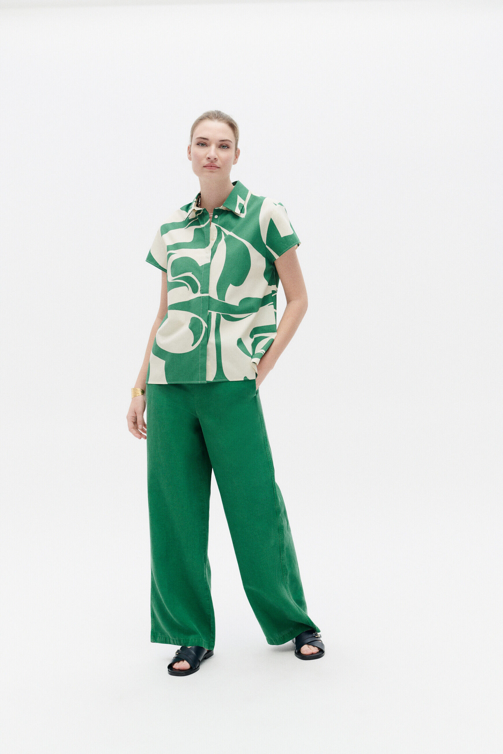 Chemisier canemone vert menthe femme