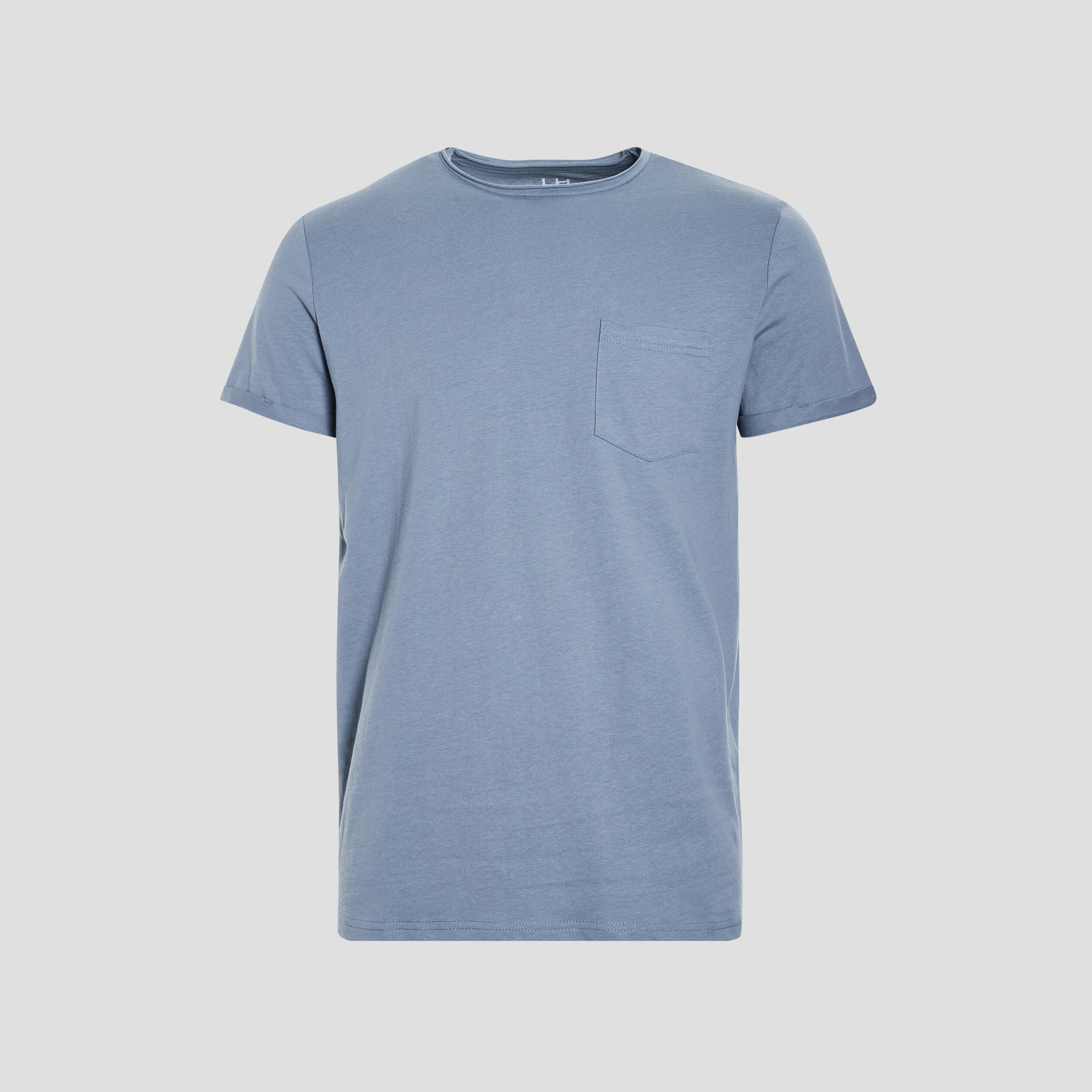 T-shirt col rond avec poche plaquée bleu gris homme | La Halle