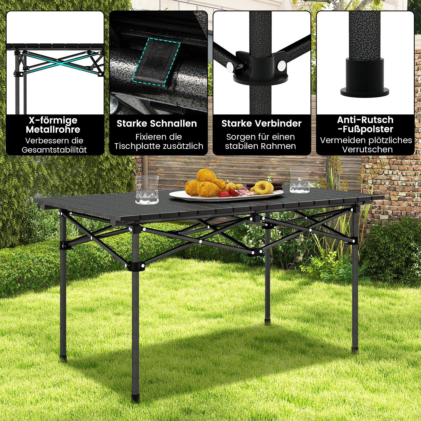 COSTWAY Campingtisch Klapptisch, mit Aluminium-Tischplatte