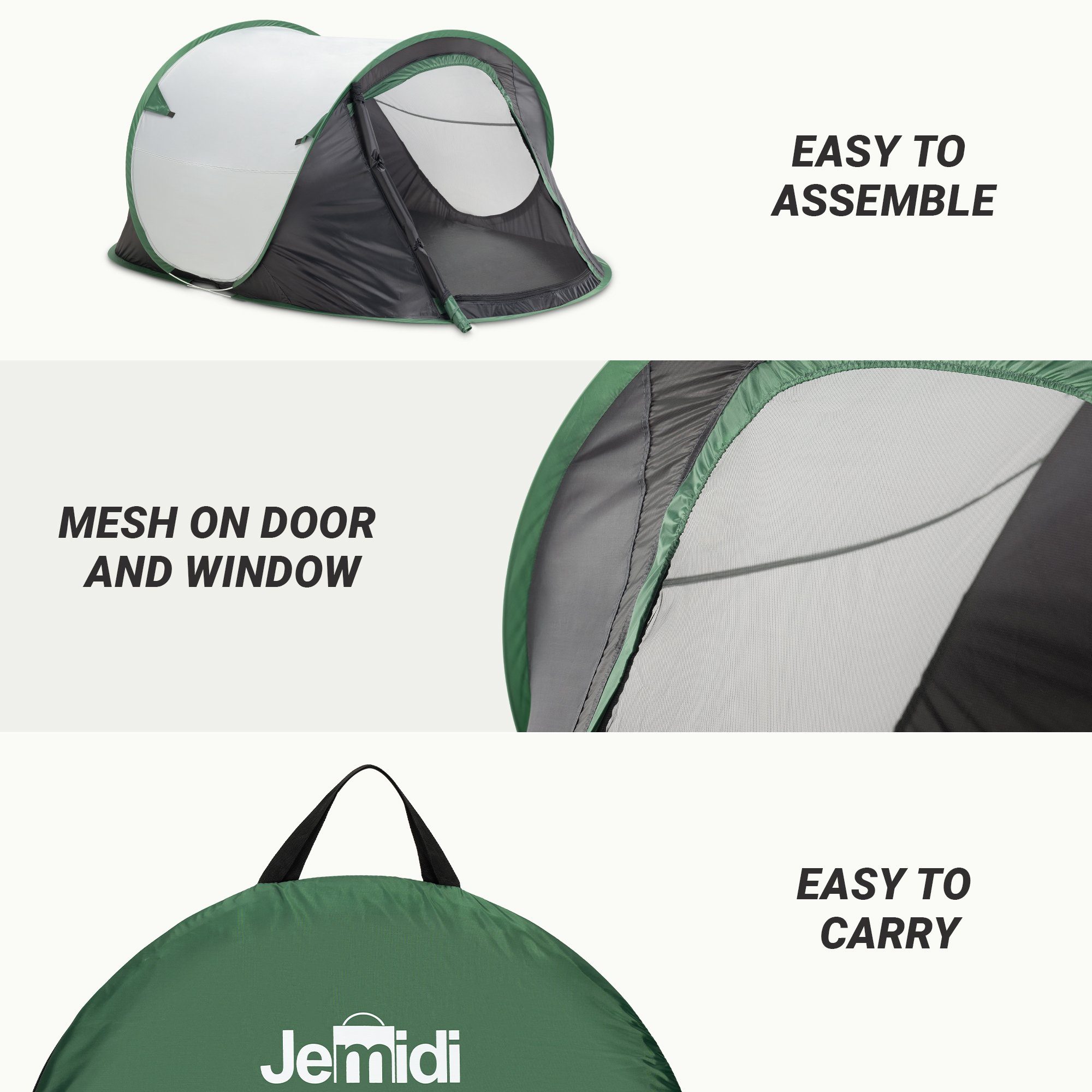 JEMIDI Wurfzelt Pop Up Wurfzelt 2 Personen - Camping & Trekkingzelt - leicht